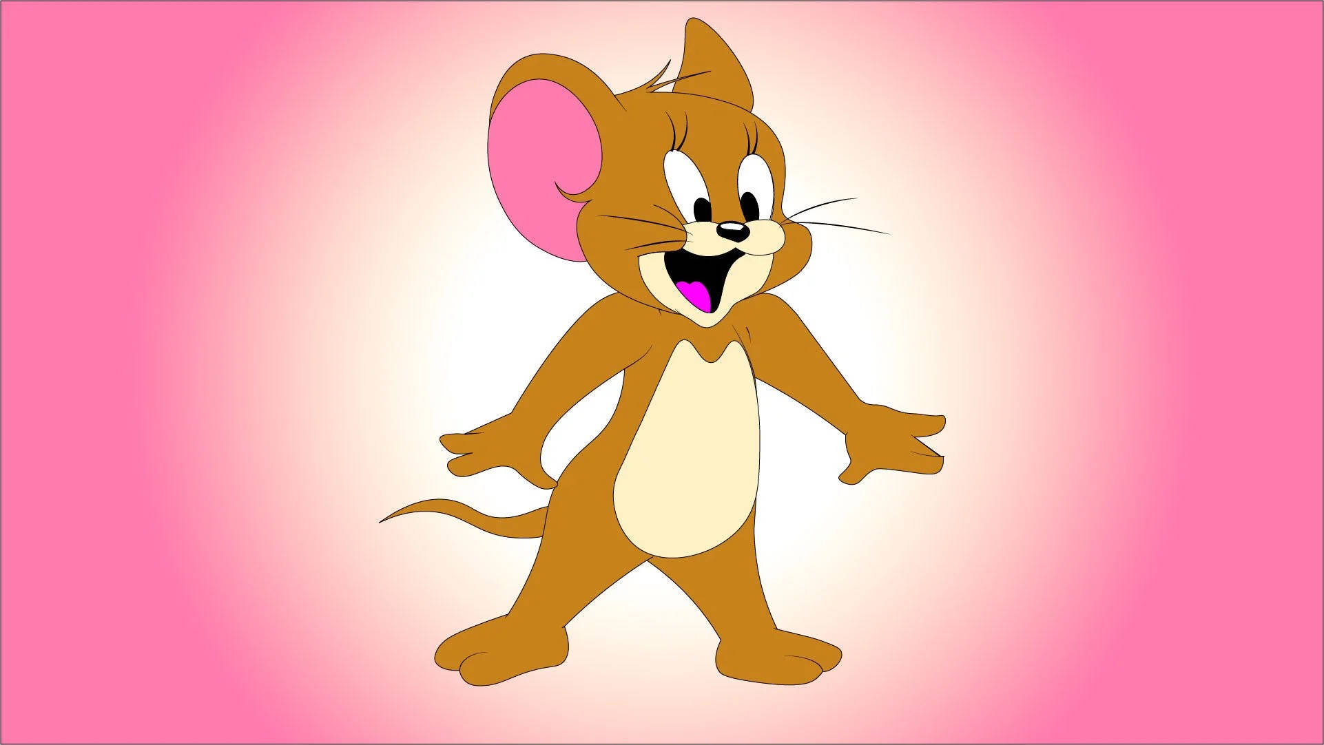 Jerry Mouse, pink ears, wide grin, Full HD Desktop Wallpaper