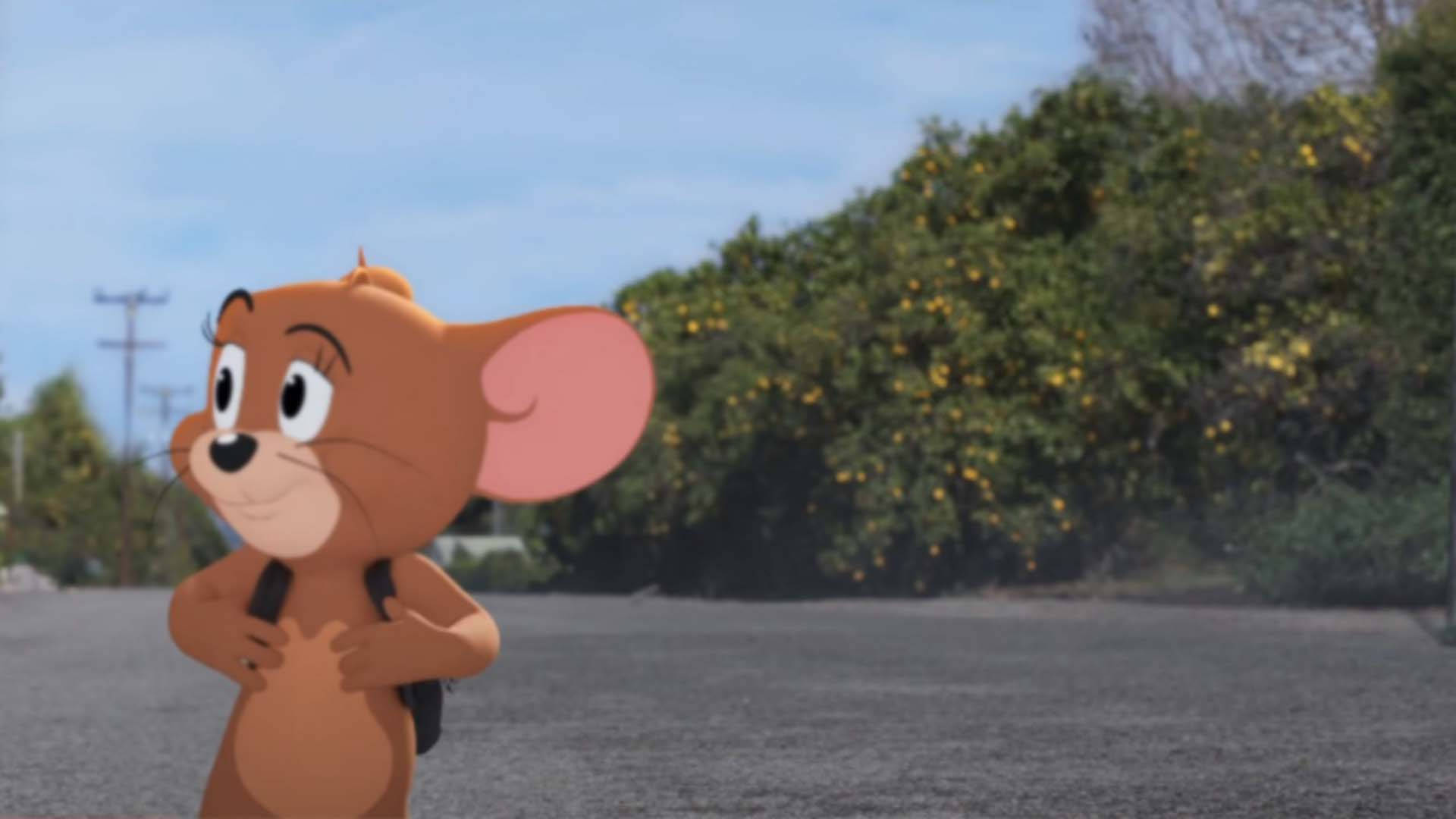 Jerry Mouse, backpack, paved lot, Full HD Desktop Wallpaper