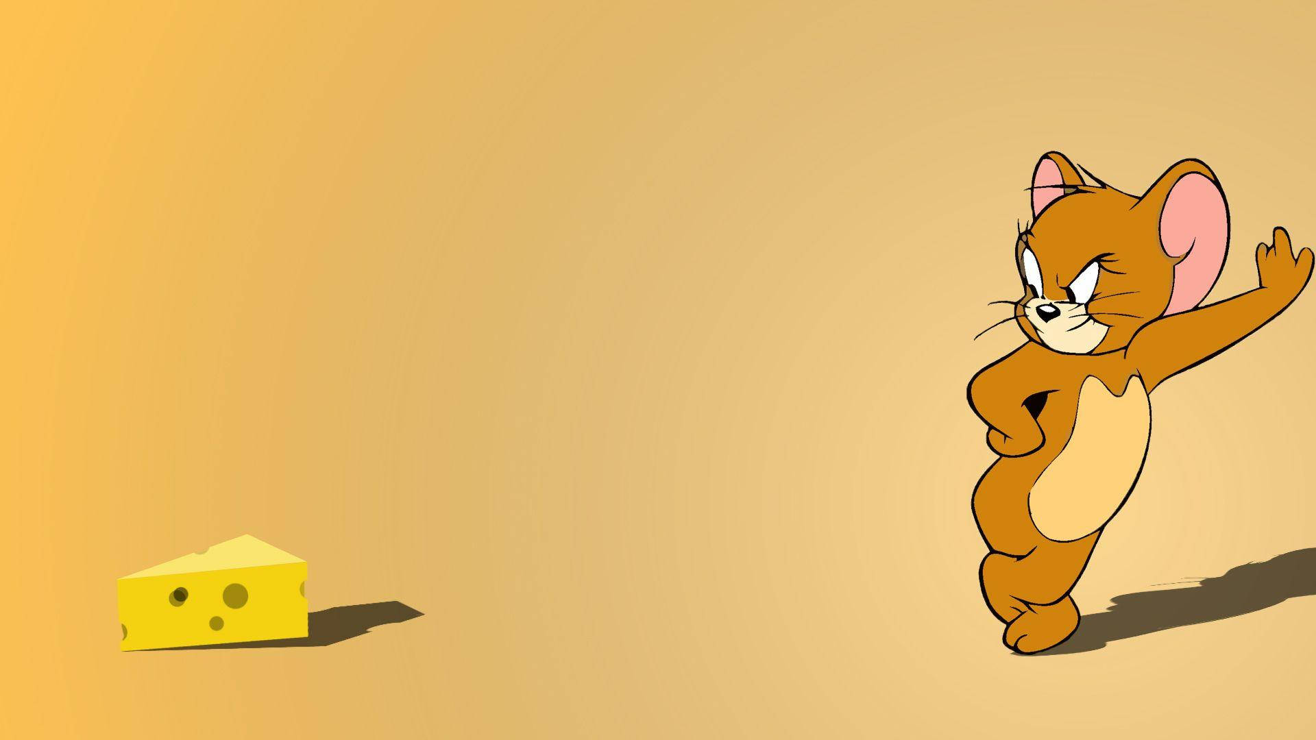 Jerry Mouse, wedge of cheese, warm gradient background, Full HD Desktop Wallpaper