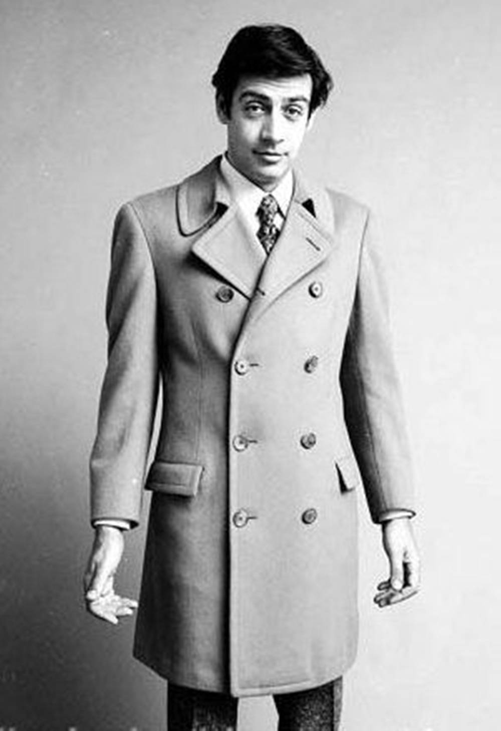 Jerry Orbach, double-breasted coat, black and white portrait, HD Phone Wallpaper