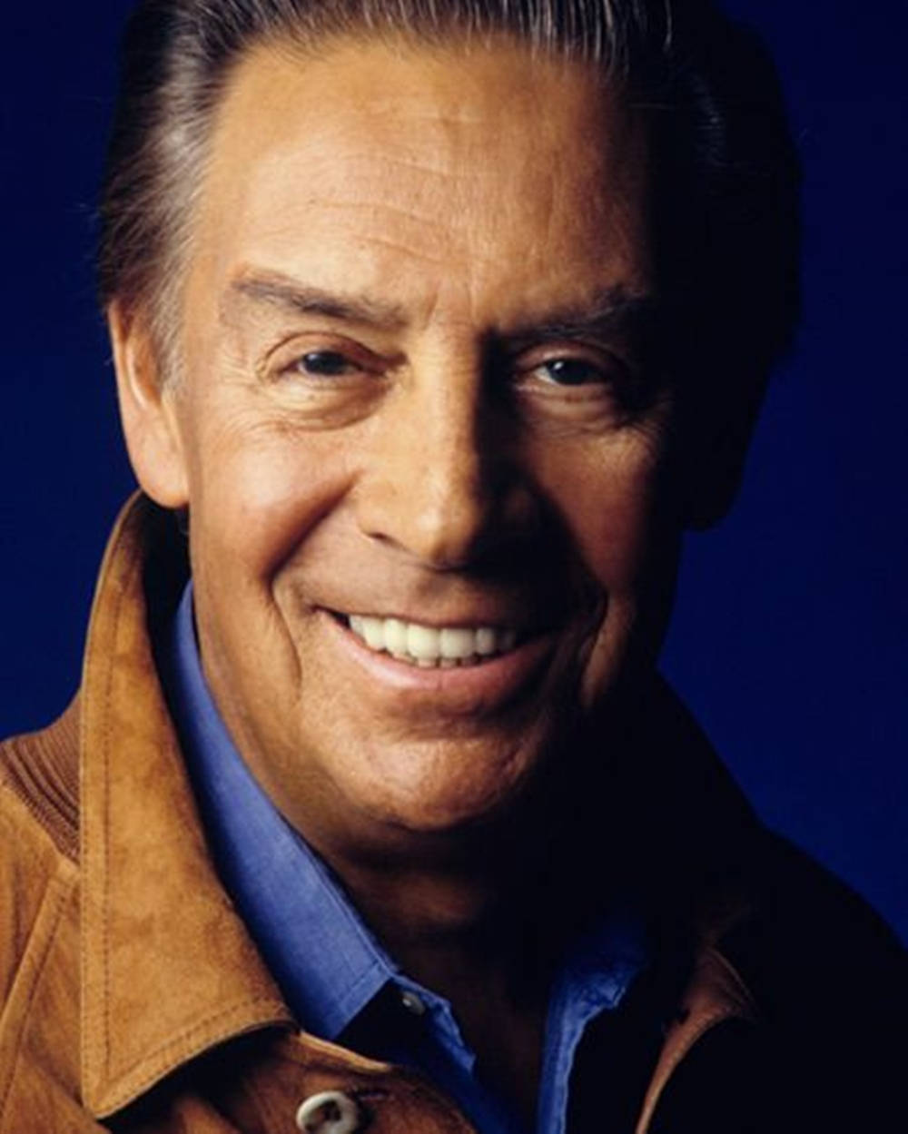 Jerry Orbach, brown suede jacket, blue shirt, SD Phone Wallpaper