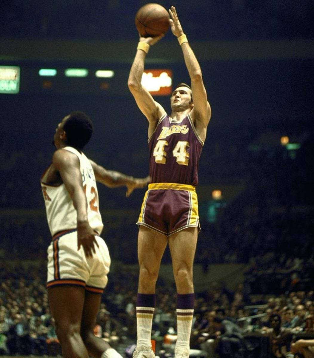 Jerry West, 1969 NBA Finals MVP, maroon Lakers jersey, SD Phone Wallpaper