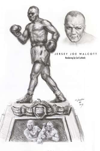 Jersey Joe Walcott, boxing ring, pencil sketch, SD Phone Wallpaper