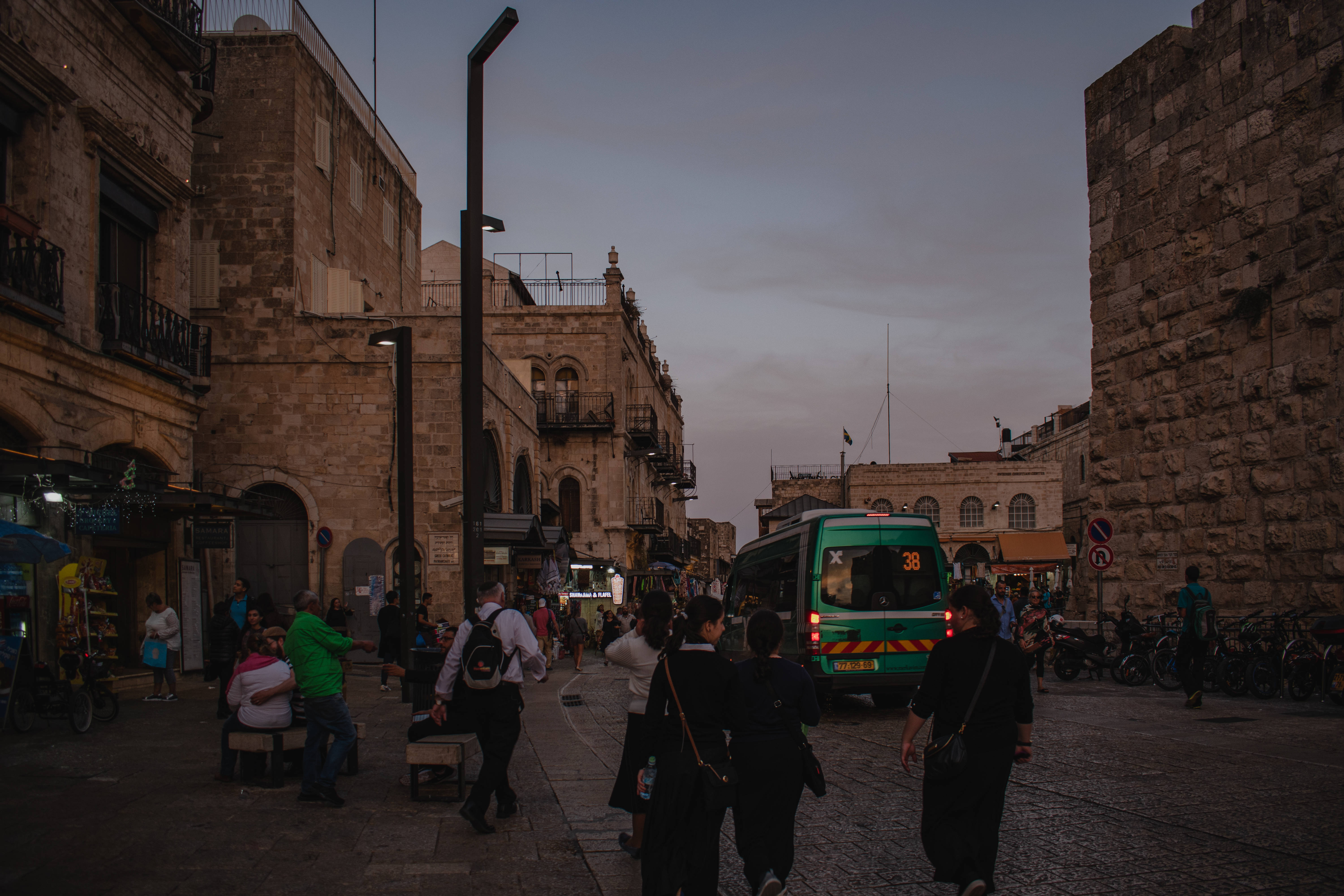 Jerusalem, historic street, dusk, 5K Desktop Wallpaper