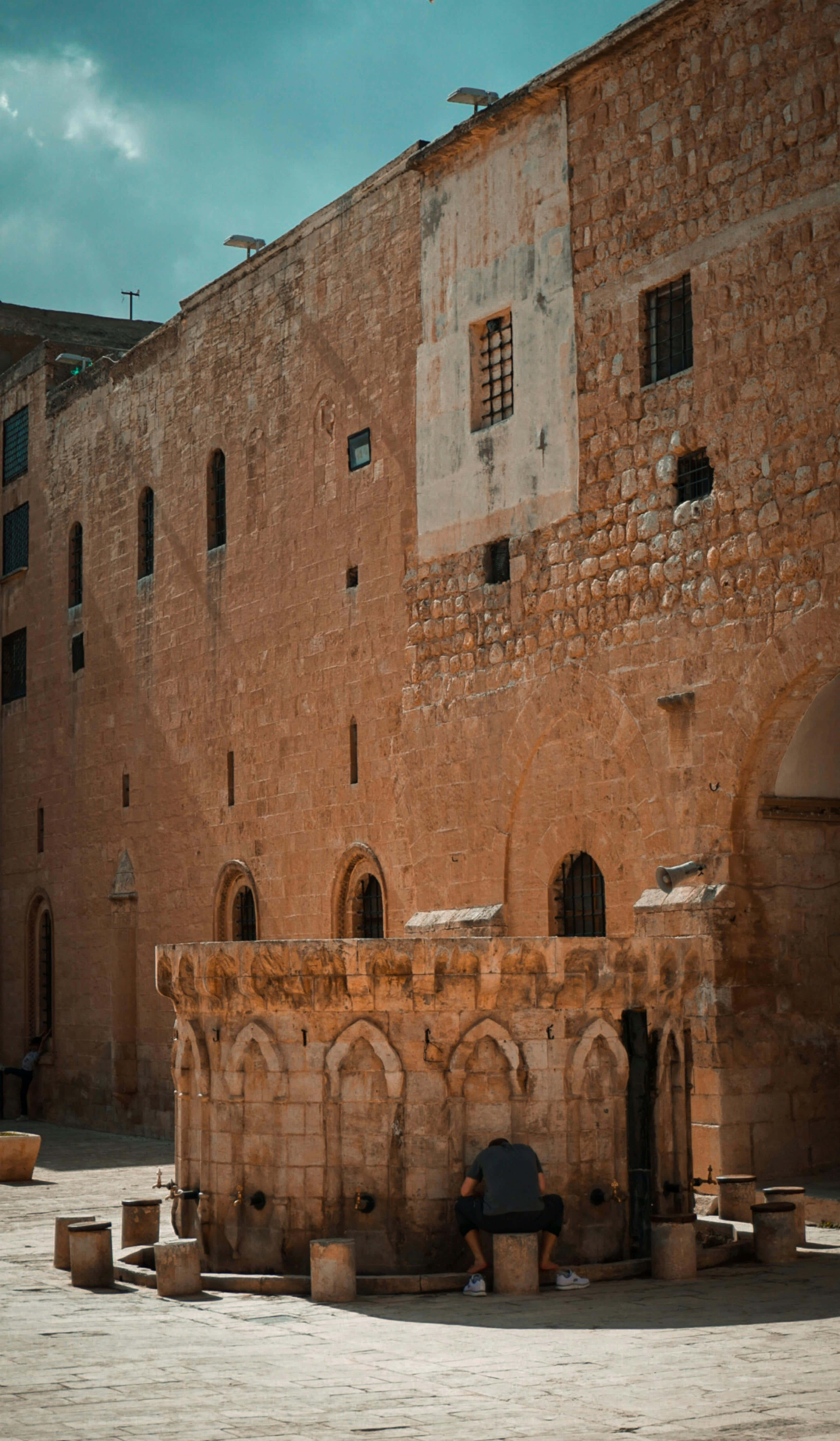 Jerusalem, ancient stone architecture, stone fountain, 5K Phone Wallpaper