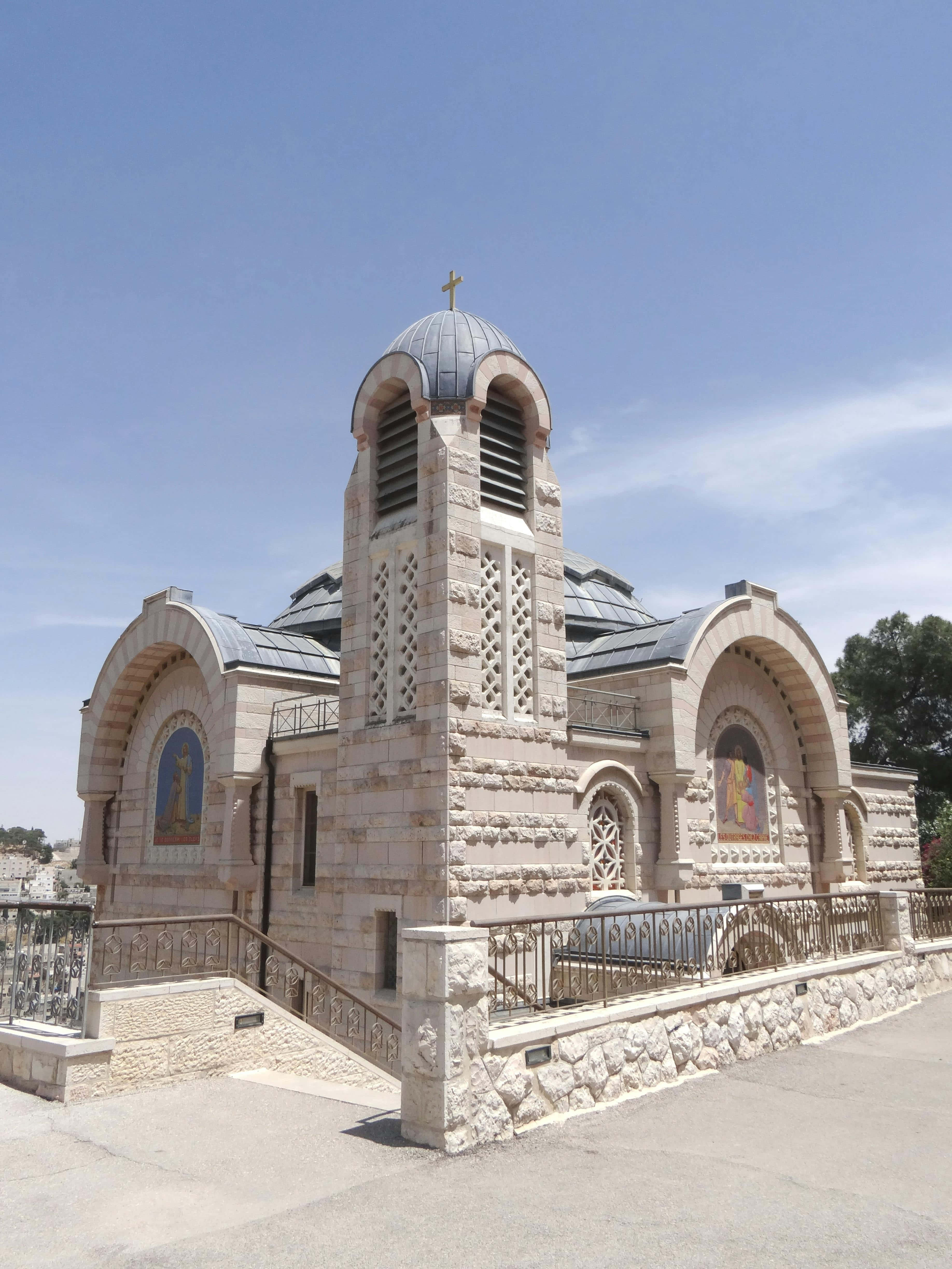 Jerusalem, stone church, domed tower, 4K Phone Wallpaper
