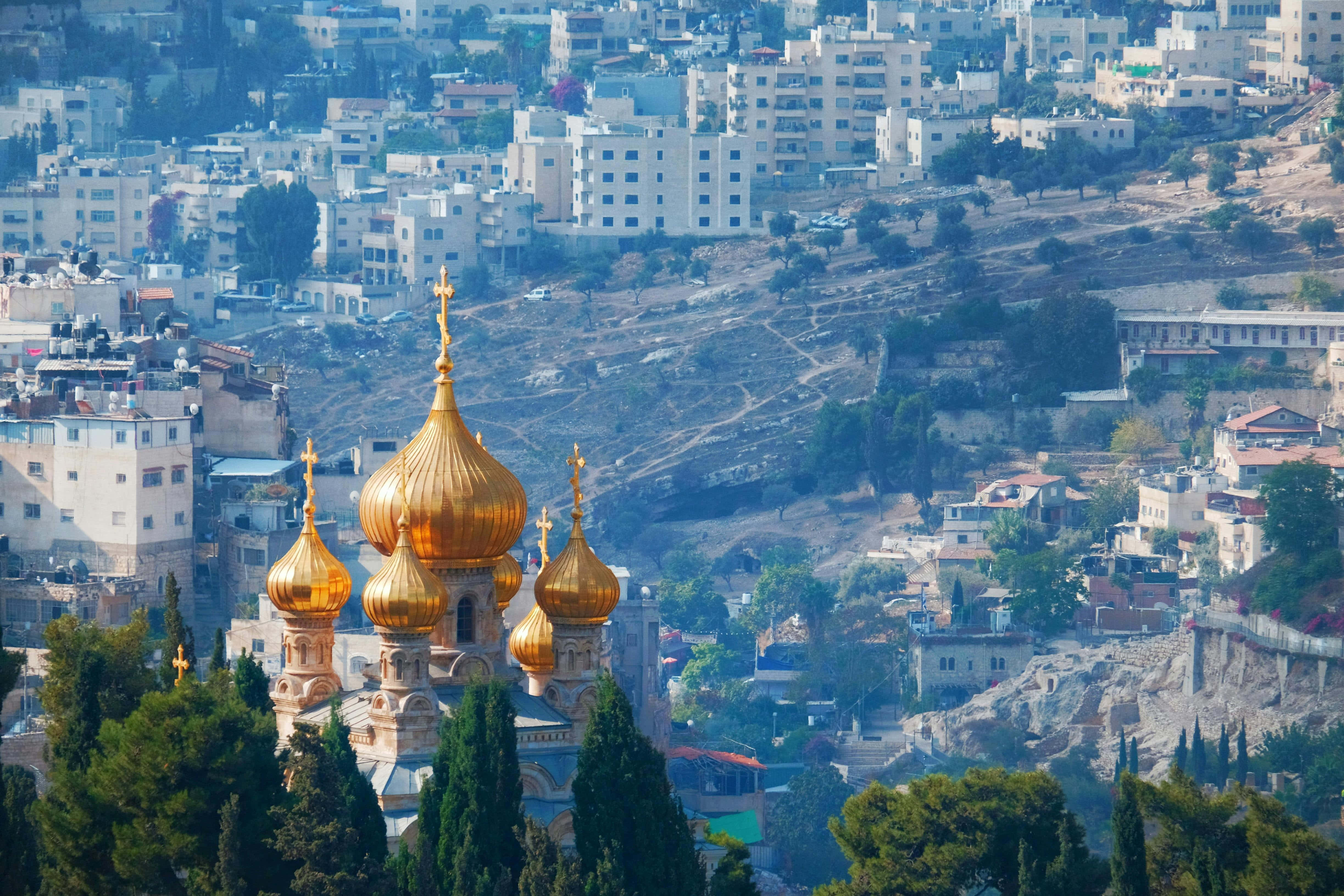 Jerusalem, golden domes, church, 4K Desktop Wallpaper
