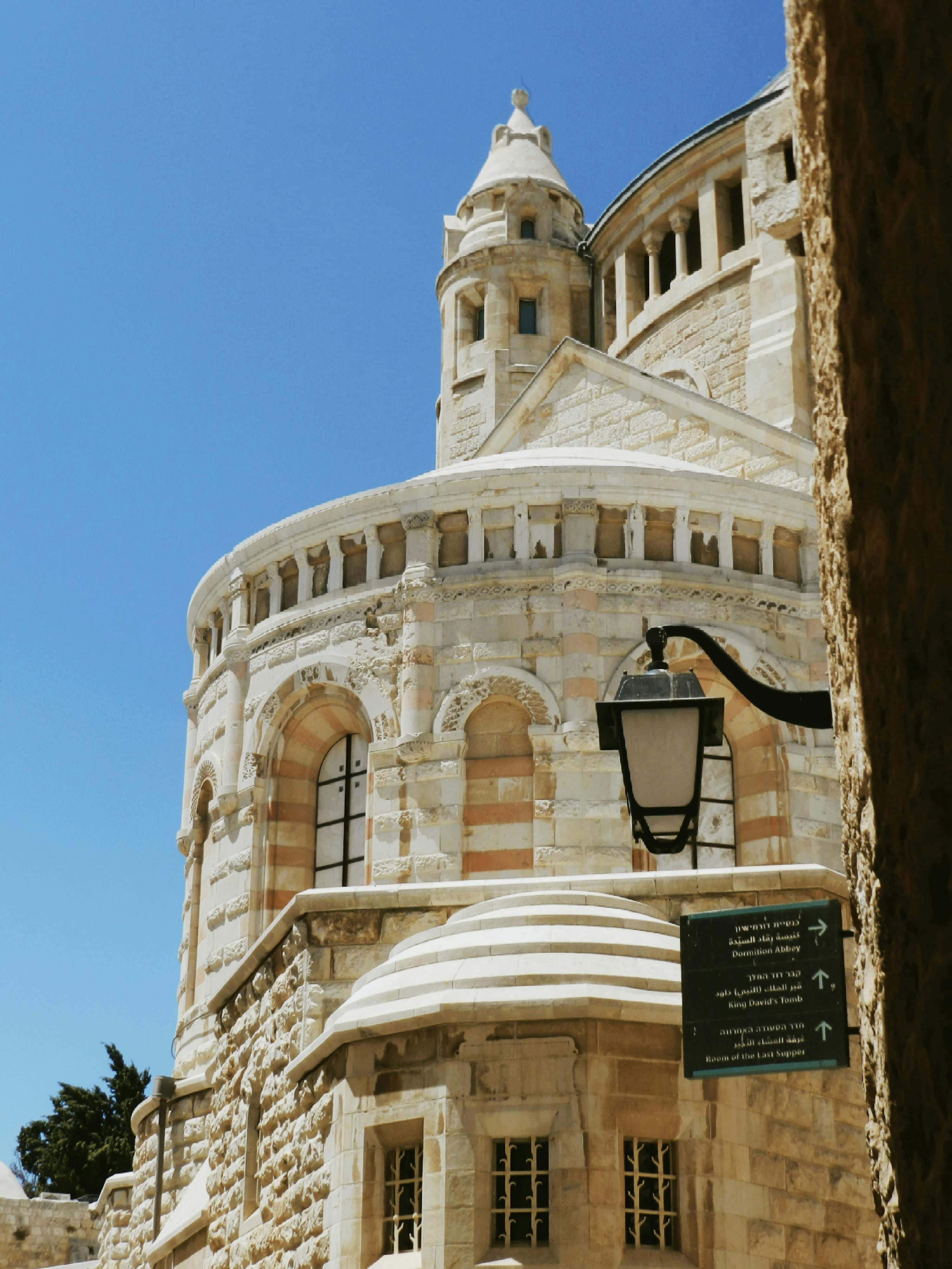 Jerusalem, stone church tower, arched windows, 4K Phone Wallpaper