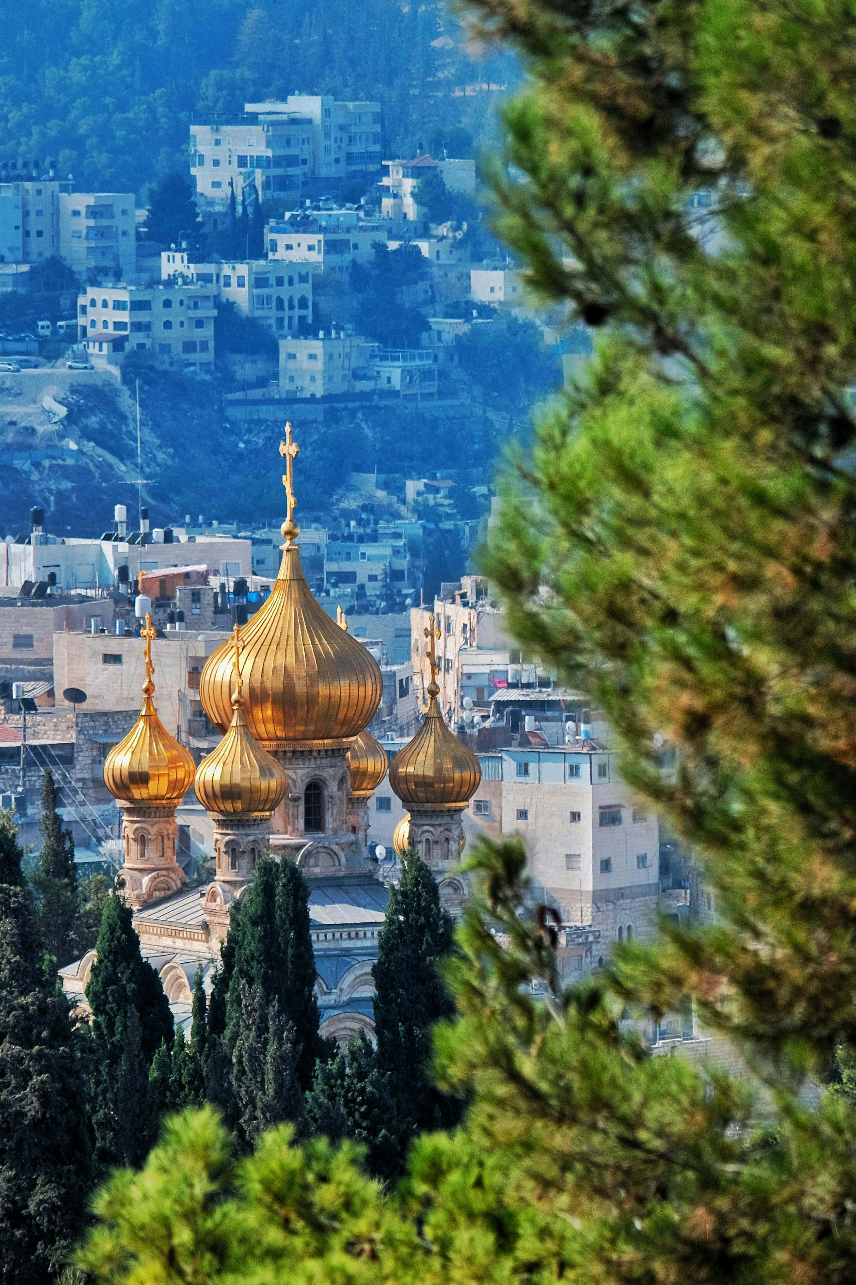 Jerusalem, golden domes, church, 4K Phone Wallpaper