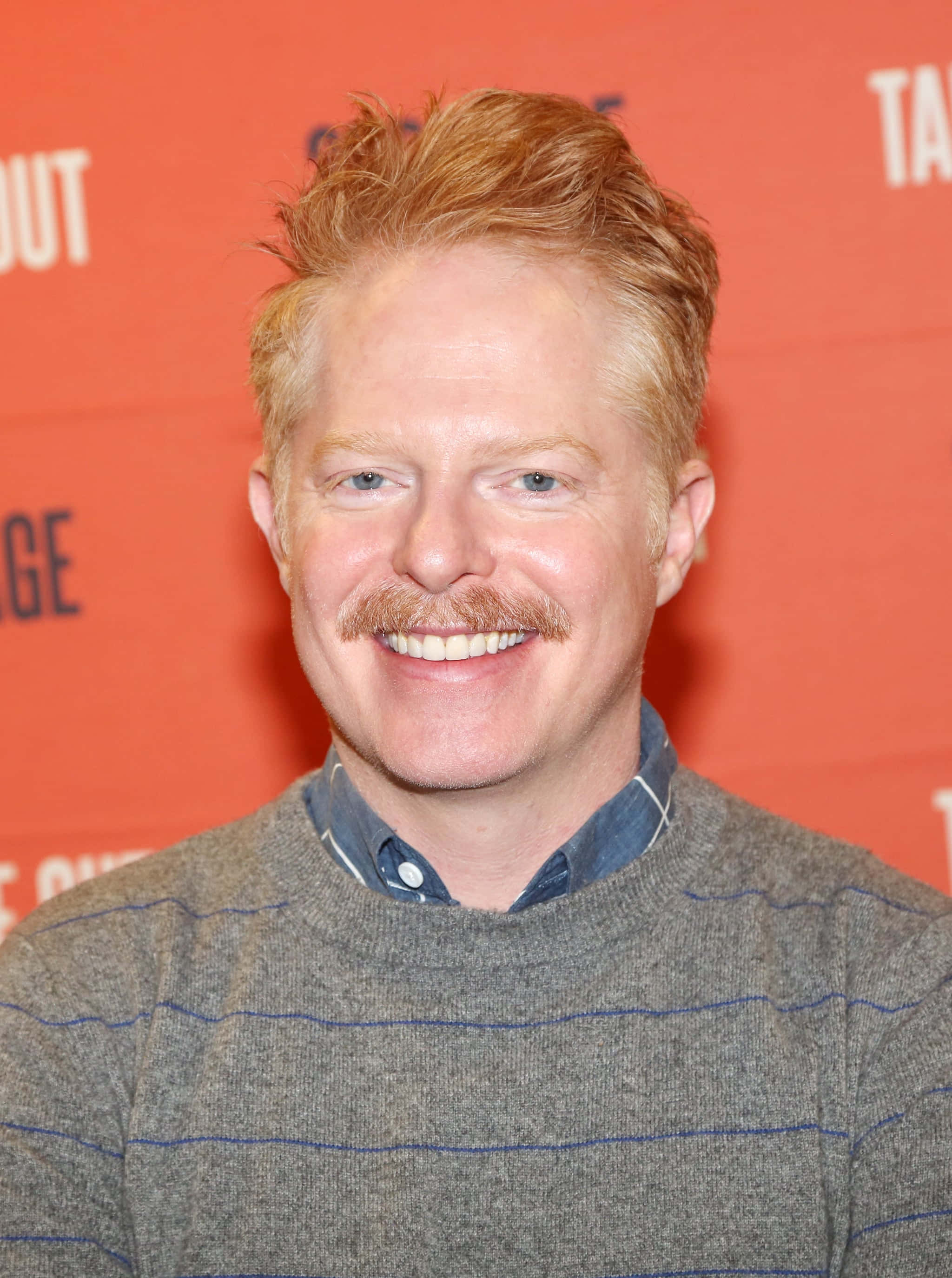 Jesse Tyler Ferguson, red hair, mustache, 2K Phone Wallpaper