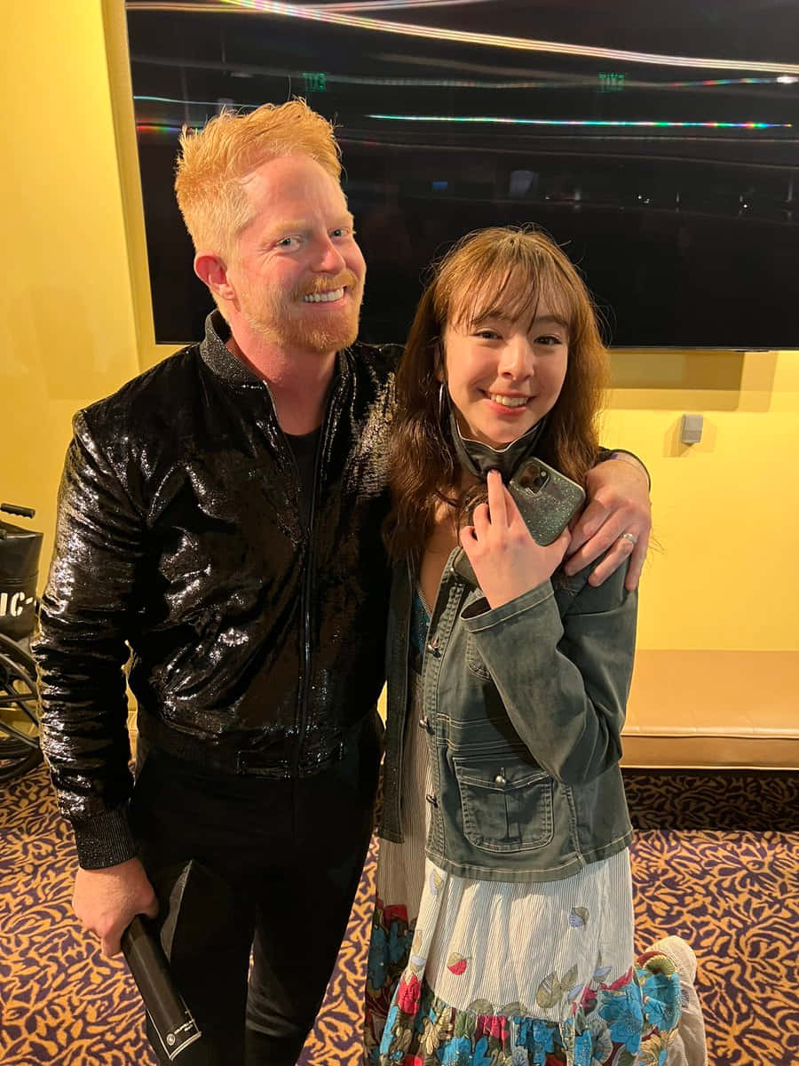 Jesse Tyler Ferguson, black sequined jacket, denim jacket, SD Phone Wallpaper