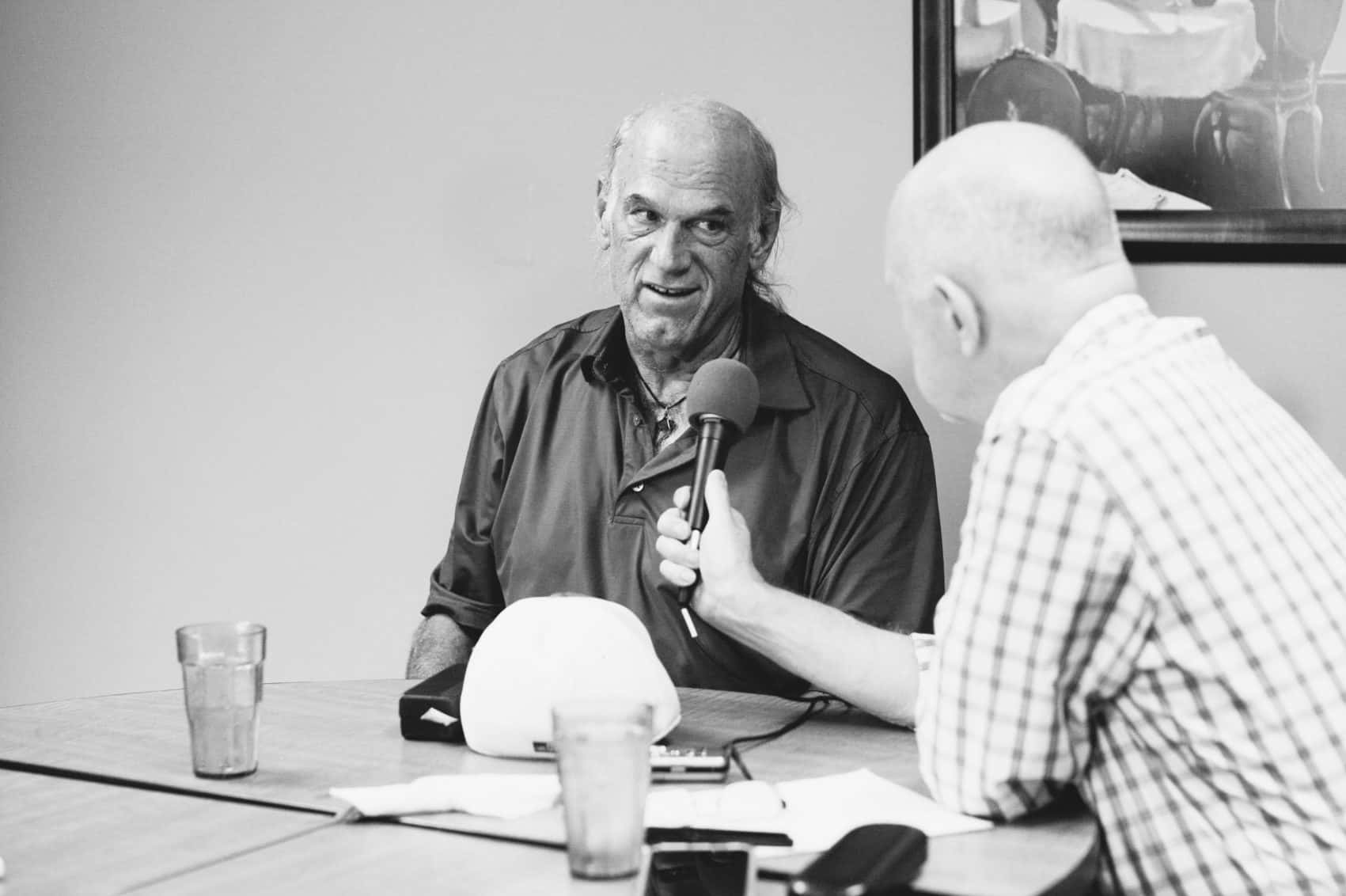 Jesse Ventura, black and white photo, interview, HD Desktop Wallpaper