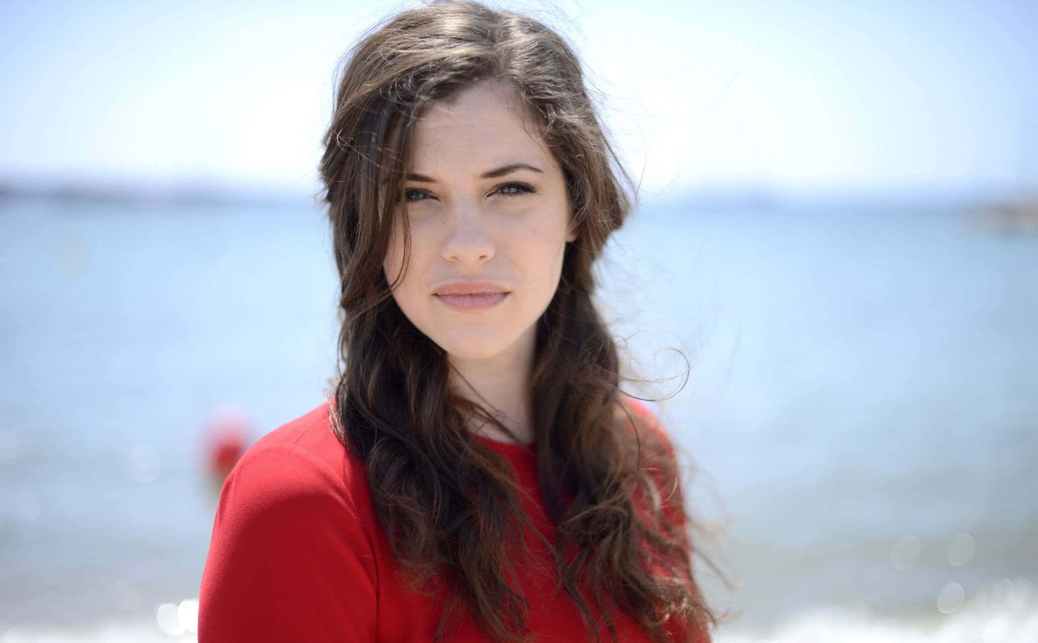 Jessica De Gouw, beachside, ocean, Full HD Desktop Wallpaper