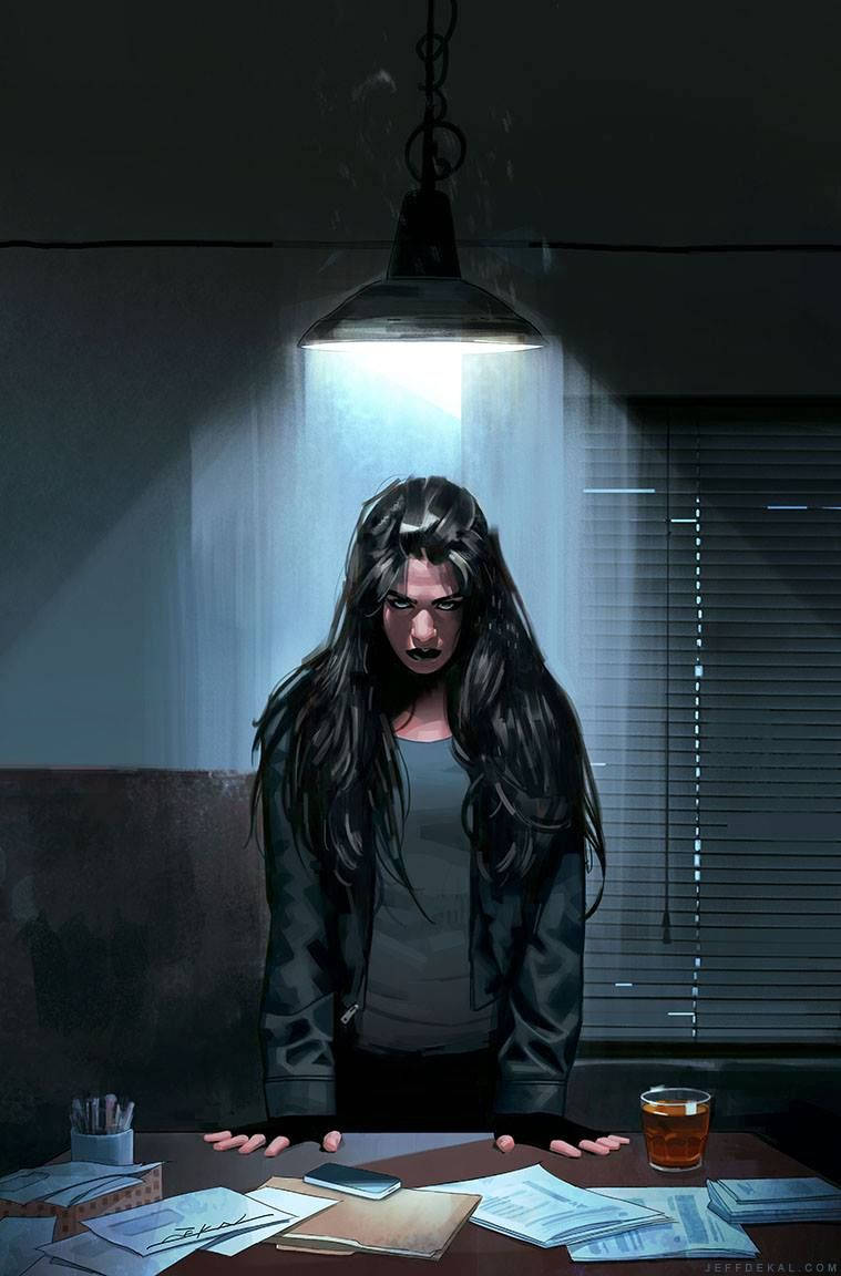 Jessica Jones, investigation room, single harsh light, SD Phone Wallpaper