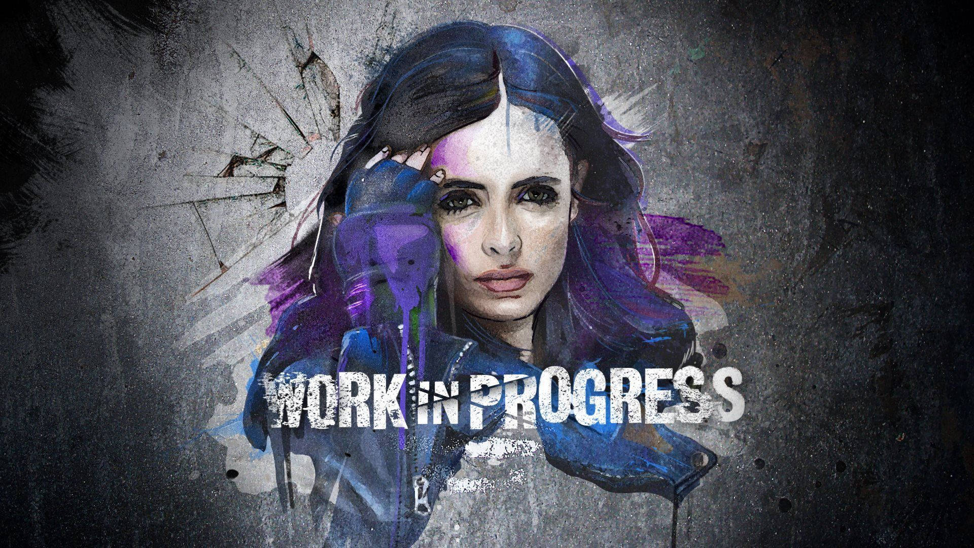 Jessica Jones, purple hair, paint splatters, Full HD Desktop Wallpaper