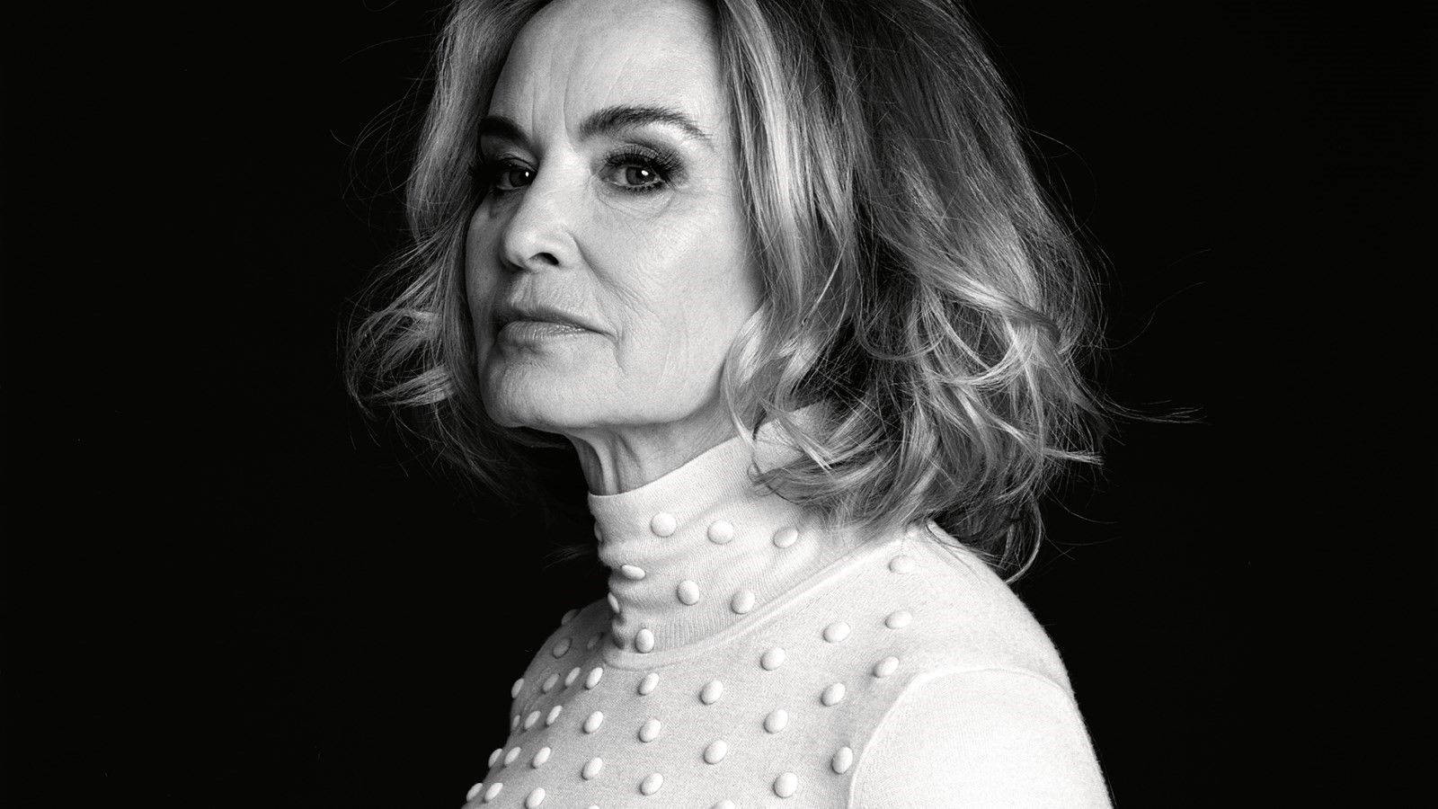 Jessica Lange, wavy hair, textured turtleneck, HD Desktop Wallpaper