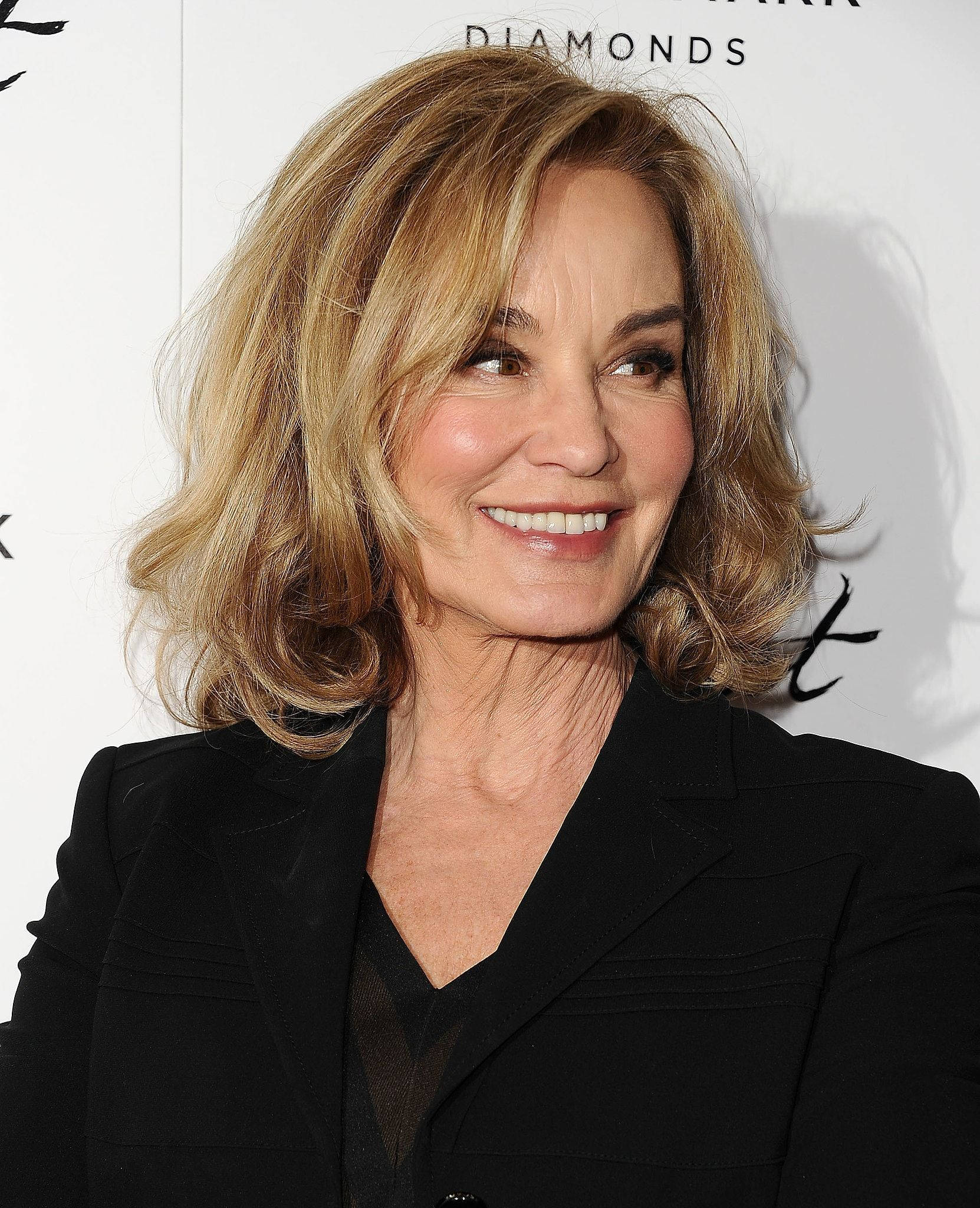 Jessica Lange, black blazer, branded event backdrop, Full HD Phone Wallpaper