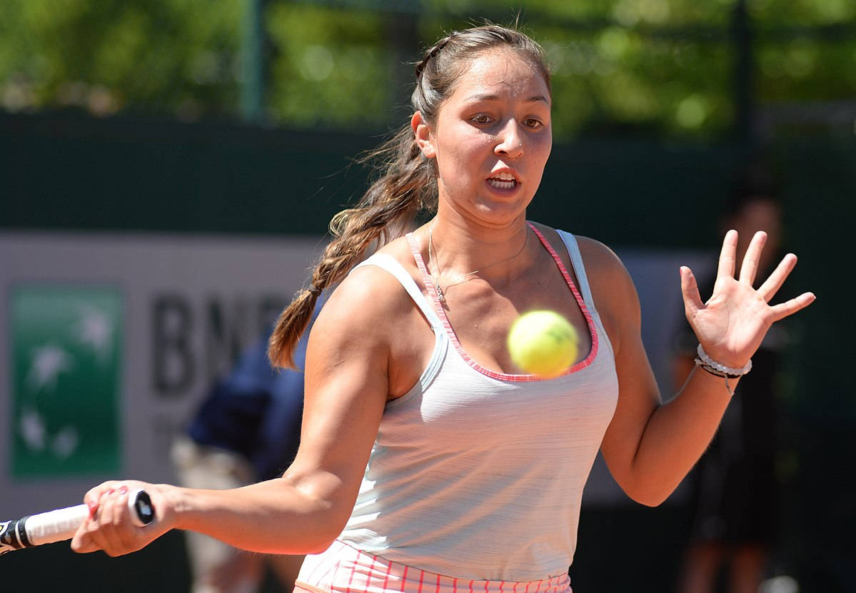 Jessica Pegula, tennis player, yellow ball, SD Desktop Wallpaper