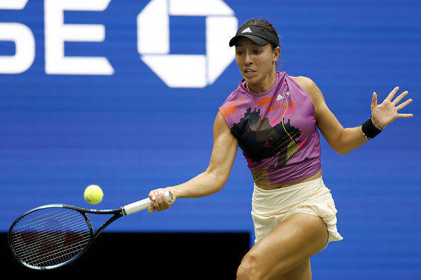 Jessica Pegula, purple top, white skirt, SD Desktop Wallpaper