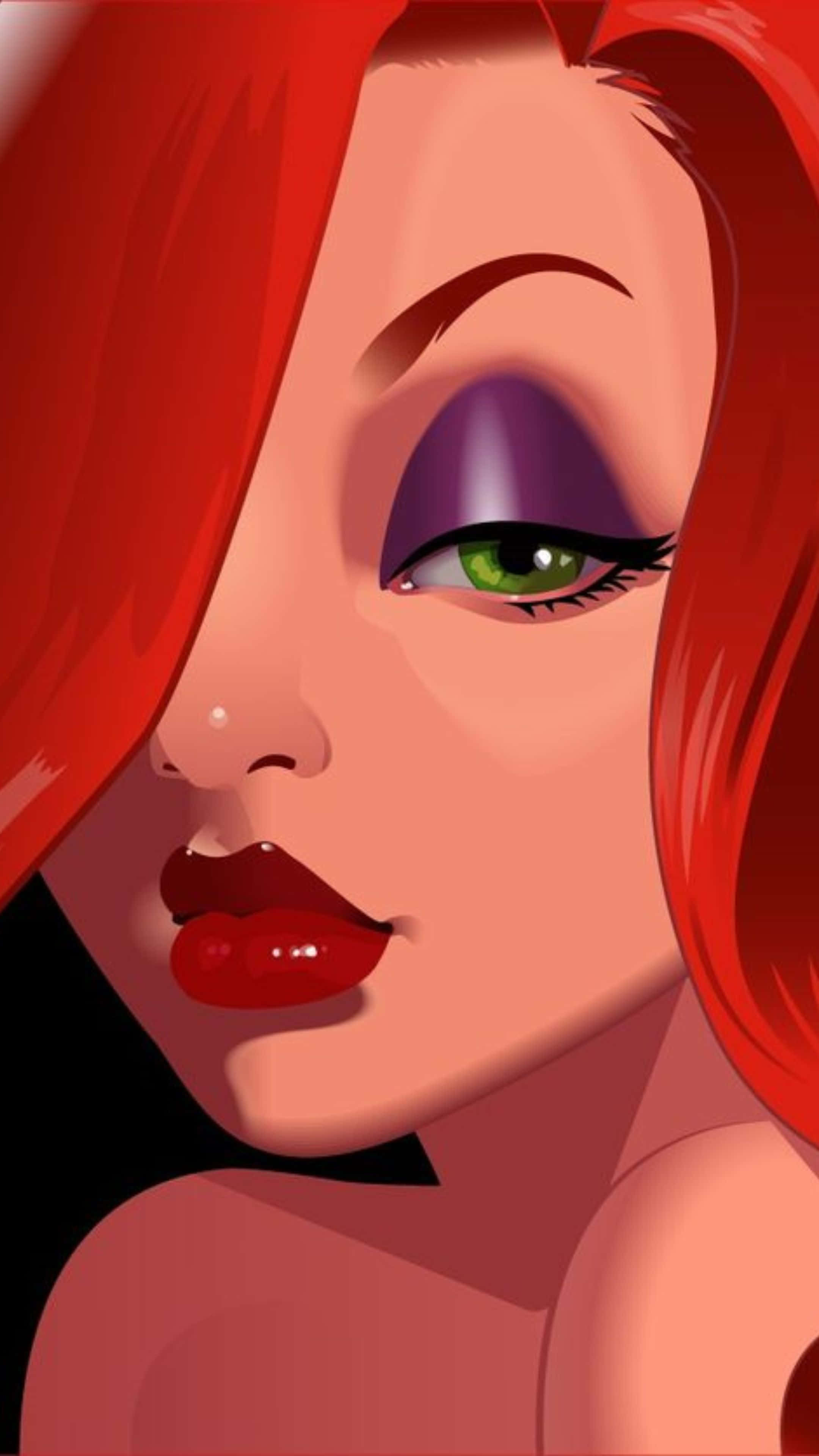 Jessica Rabbit, fiery red hair, green eyes, 4K Phone Wallpaper