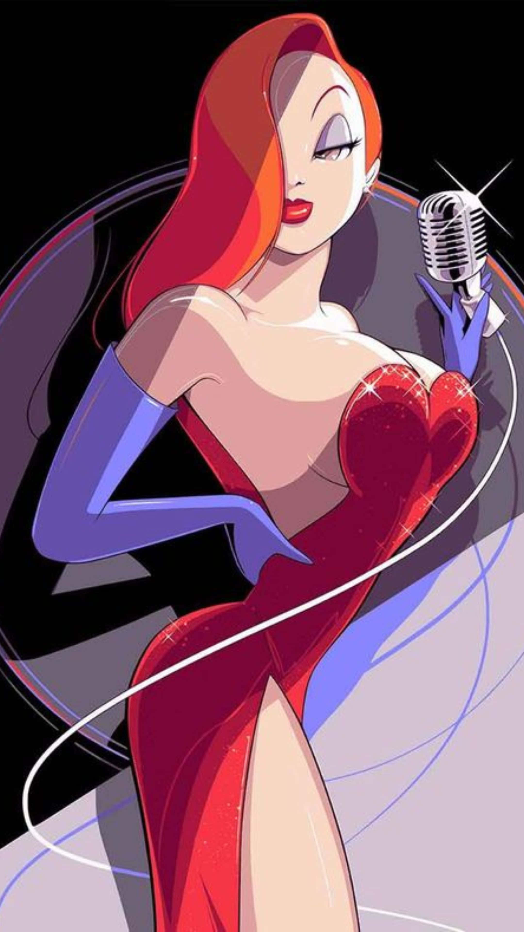 Jessica Rabbit, fiery red hair, sparkling red dress, 4K Phone Wallpaper