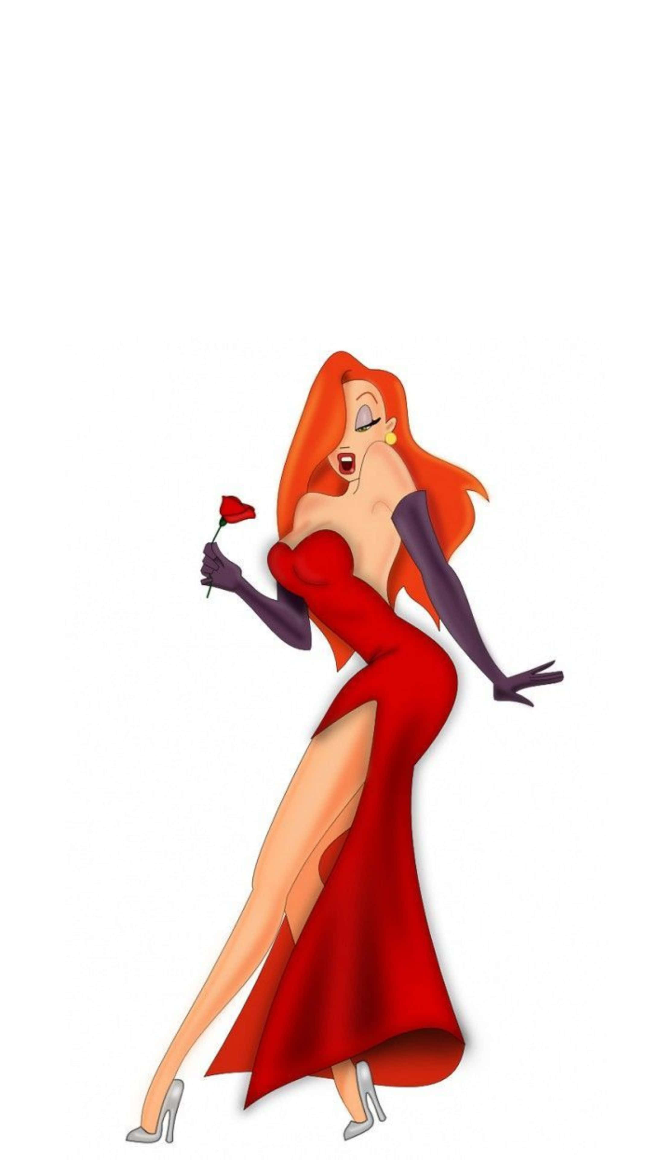 Jessica Rabbit, red dress, purple gloves, 4K Phone Wallpaper