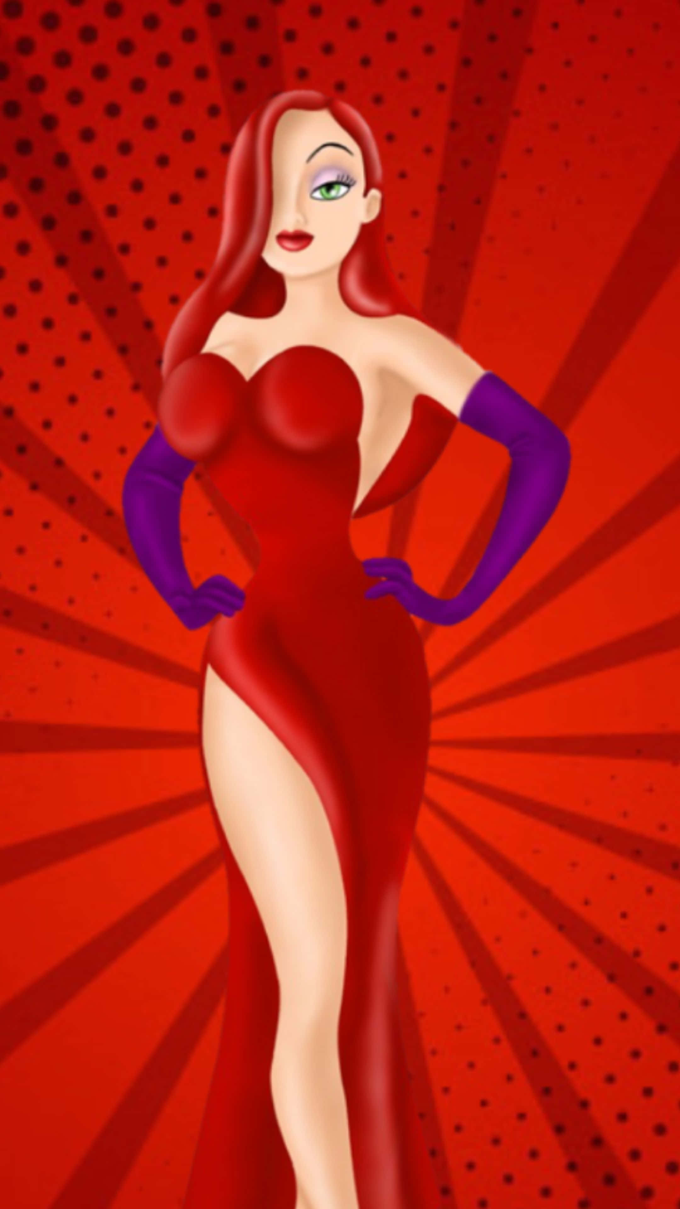 Jessica Rabbit, red dress, purple gloves, 4K Phone Wallpaper