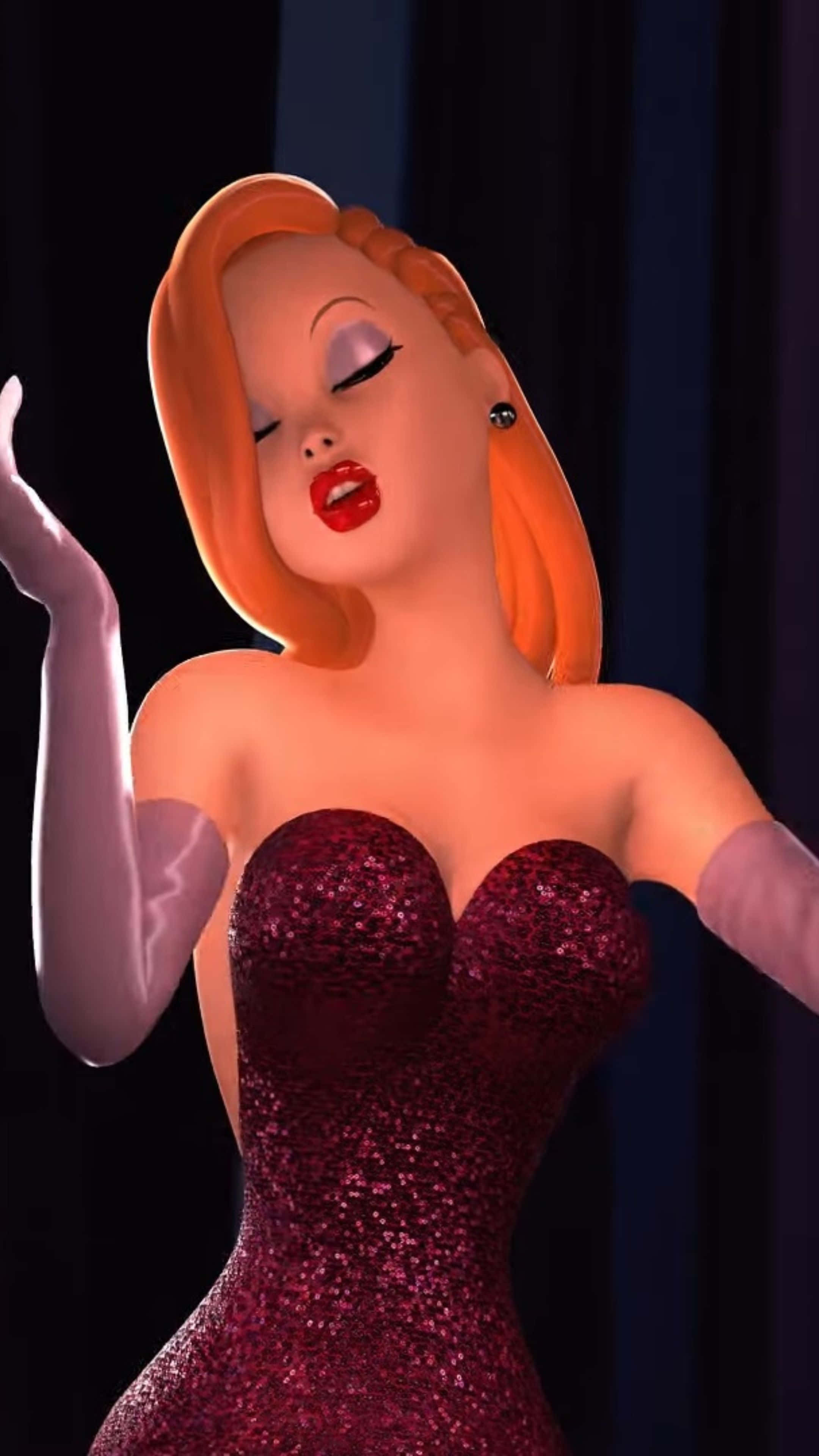 Jessica Rabbit, orange hair, red lips, 4K Phone Wallpaper