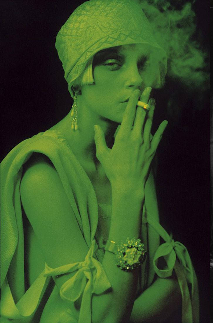 Jessica Stam, green-hued flapper dress, cloche hat, SD Phone Wallpaper