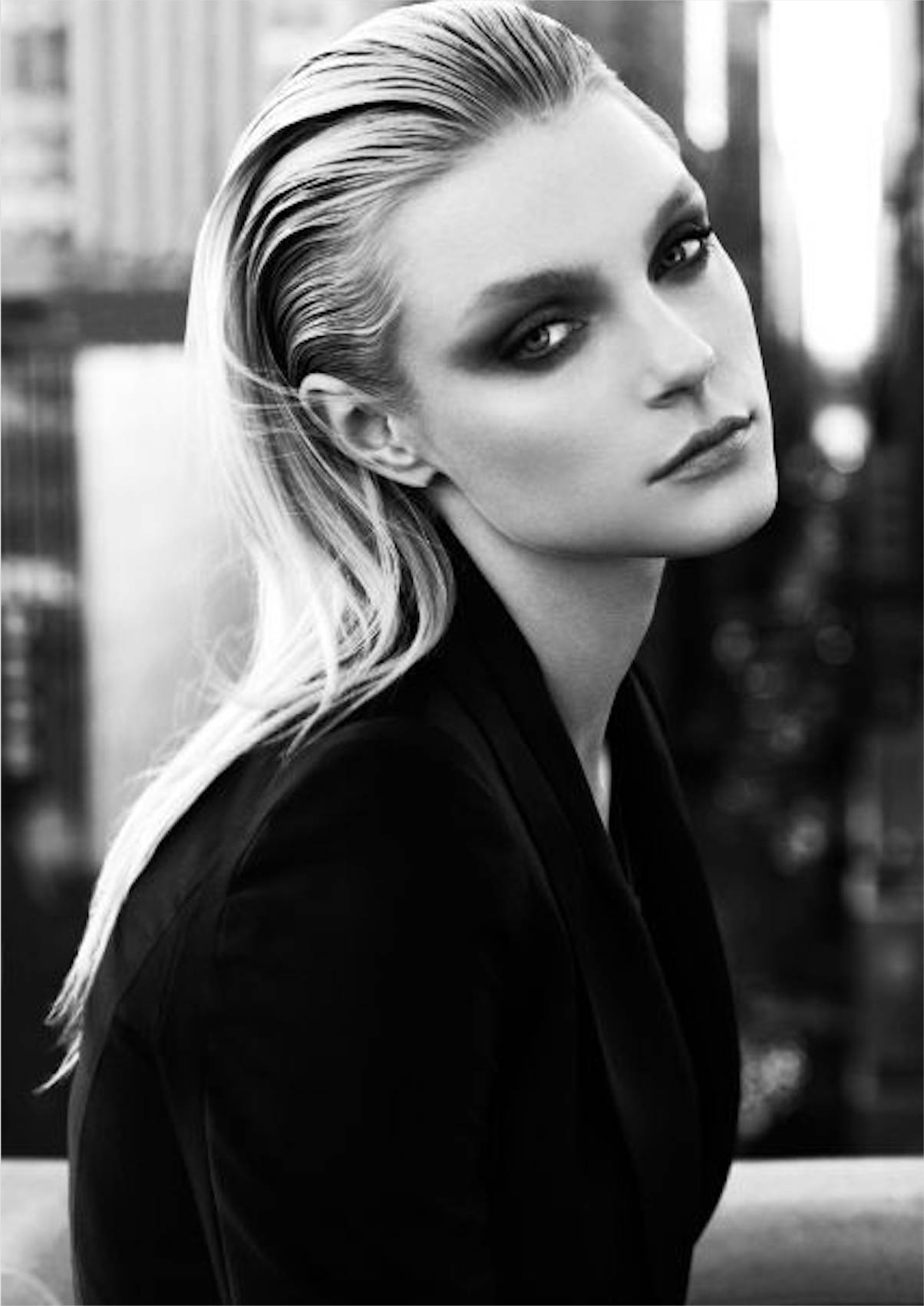 Jessica Stam, greyscale portrait, blonde woman, HD Phone Wallpaper