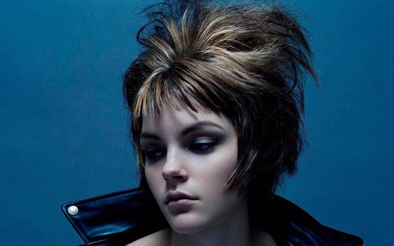 Jessica Stam, spiky tousled hair, dark makeup, HD Desktop Wallpaper