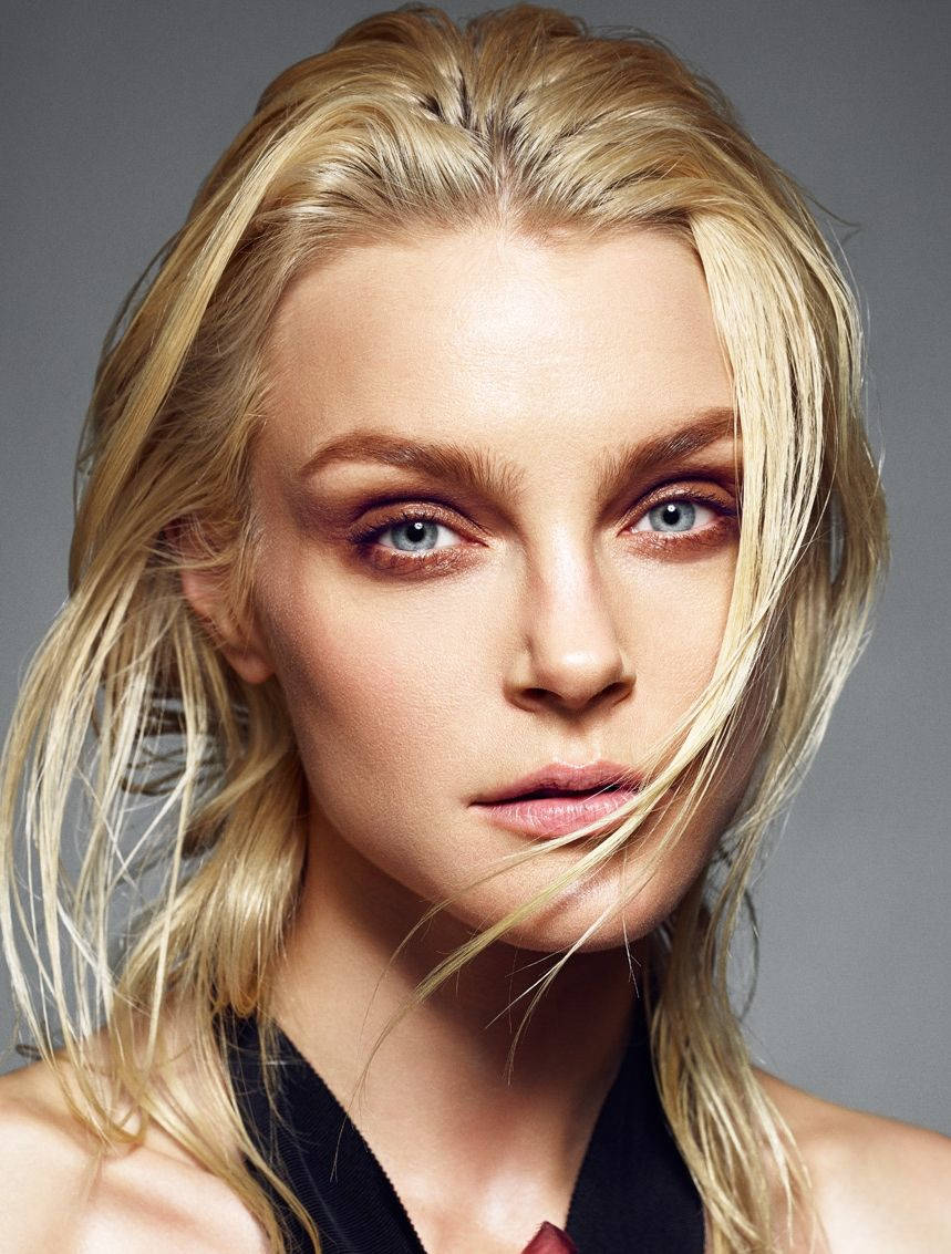 Jessica Stam, blonde hair, striking blue eyes, SD Phone Wallpaper