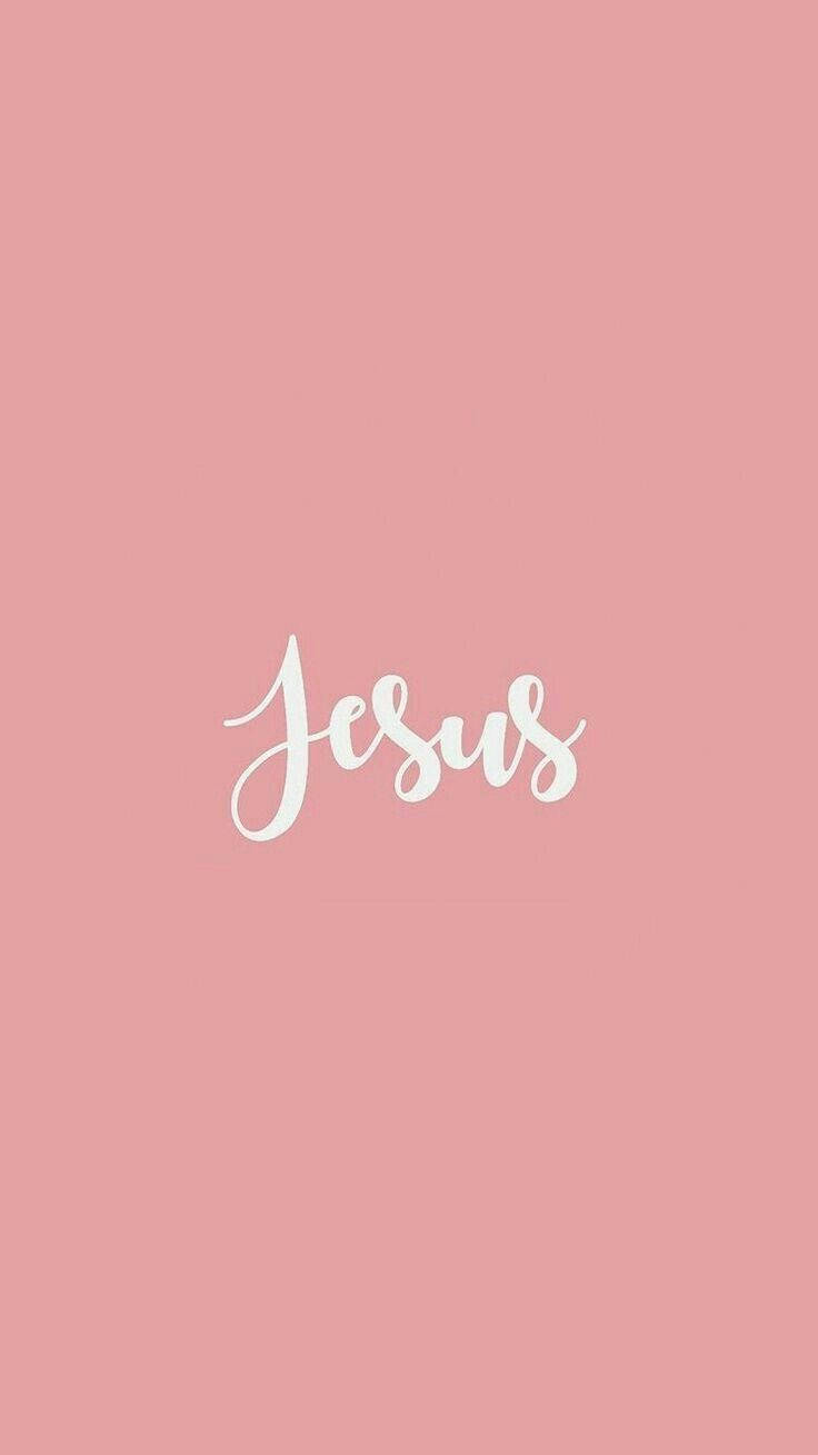 Jesus, white cursive script, soft pink background, HD Phone Wallpaper
