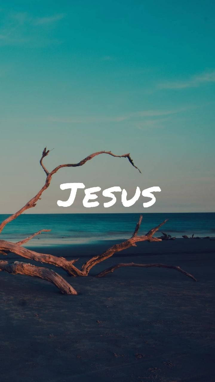 Ocean Jesus Aesthetic, driftwood cross, tranquil beach, HD Phone Wallpaper