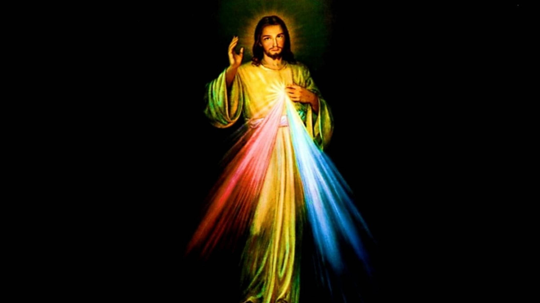 red and blue rays, rainbow light, flowing robes, Full HD Desktop Wallpaper