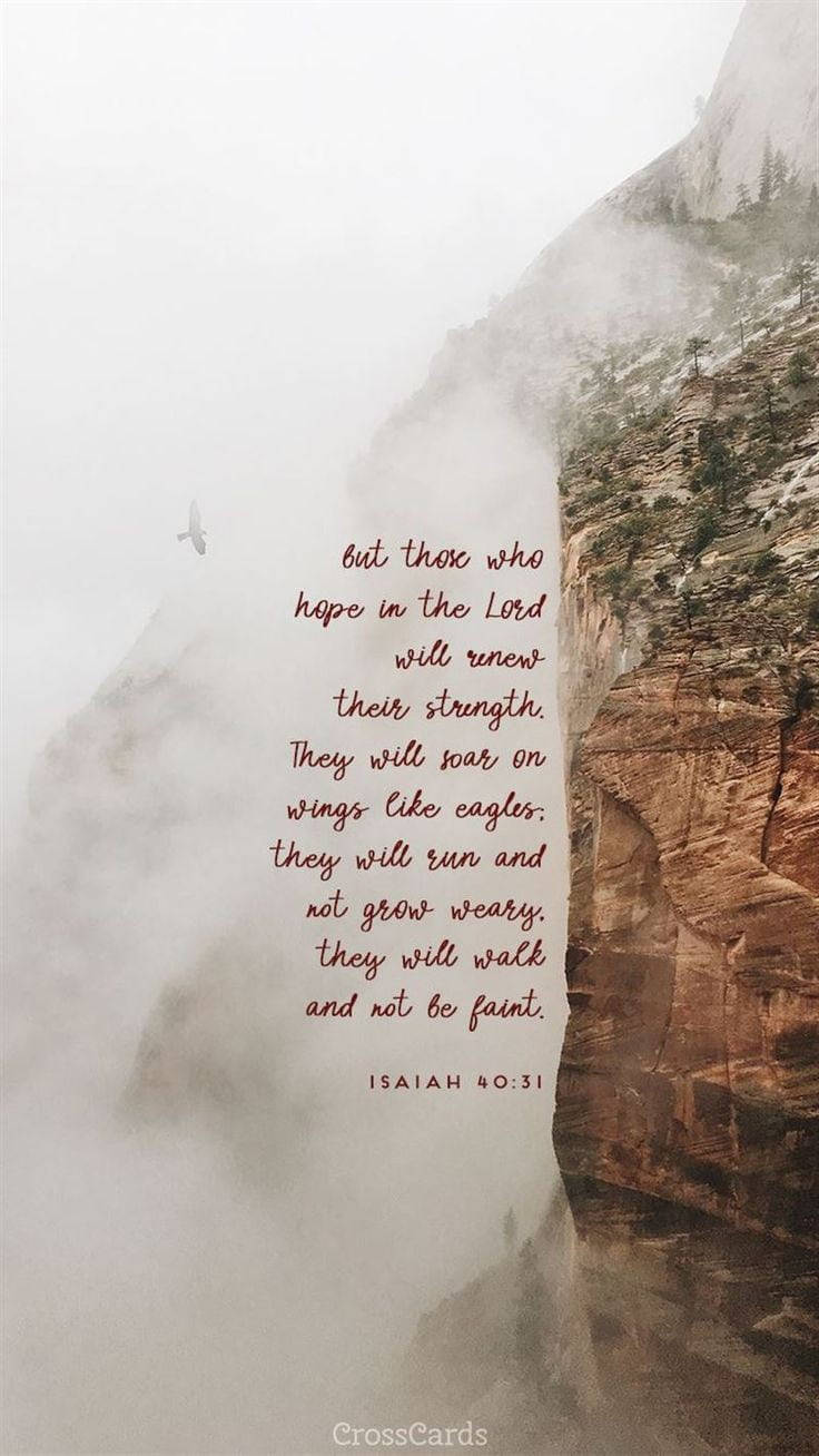 Isiah 40:31, Jesus Aesthetic, misty mountain cliff, HD Phone Wallpaper