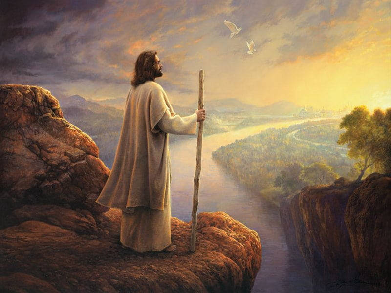 Jesus Aesthetic, cliff, winding river, SD Desktop Wallpaper