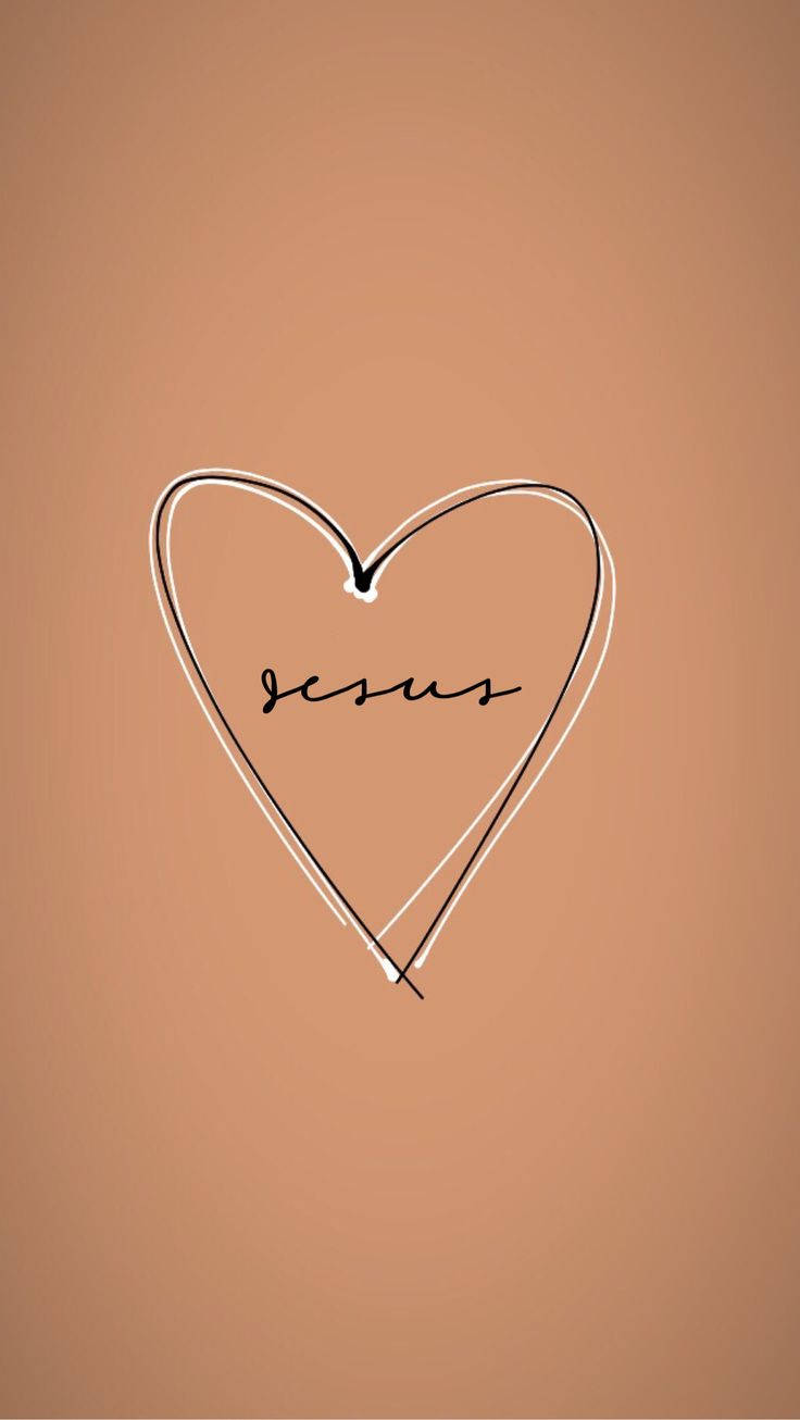 Jesus, heart outline, warm terracotta background, HD Phone Wallpaper