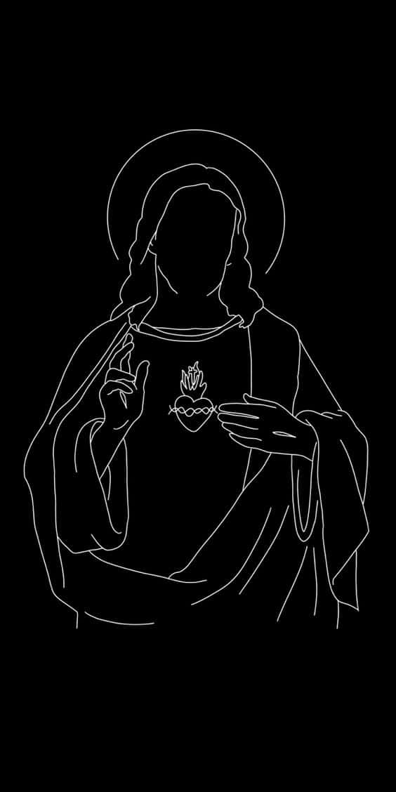 Jesus, haloed figure, sacred heart symbol, SD Phone Wallpaper