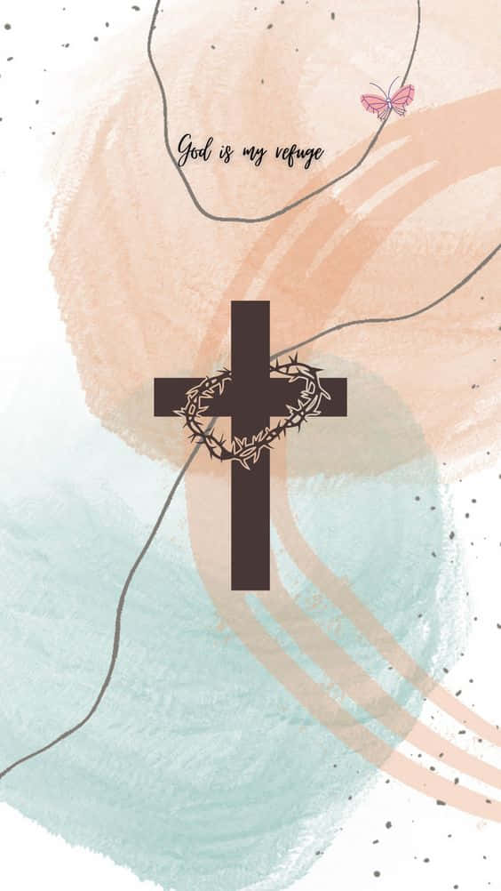 aesthetic jesus, watercolor abstract background, black cross, SD Phone Wallpaper
