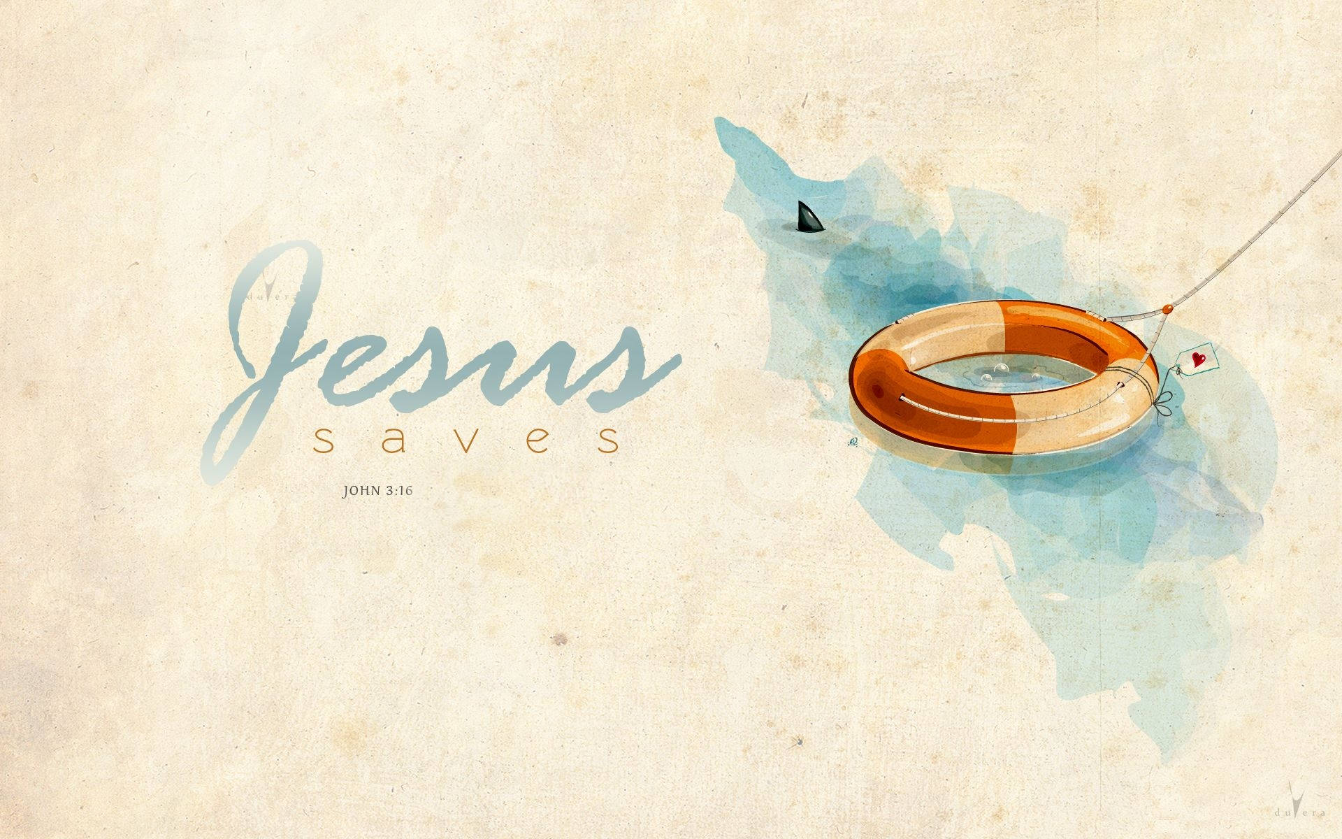 Jesus saves, John 3:16, watercolor illustration, Full HD Desktop Wallpaper