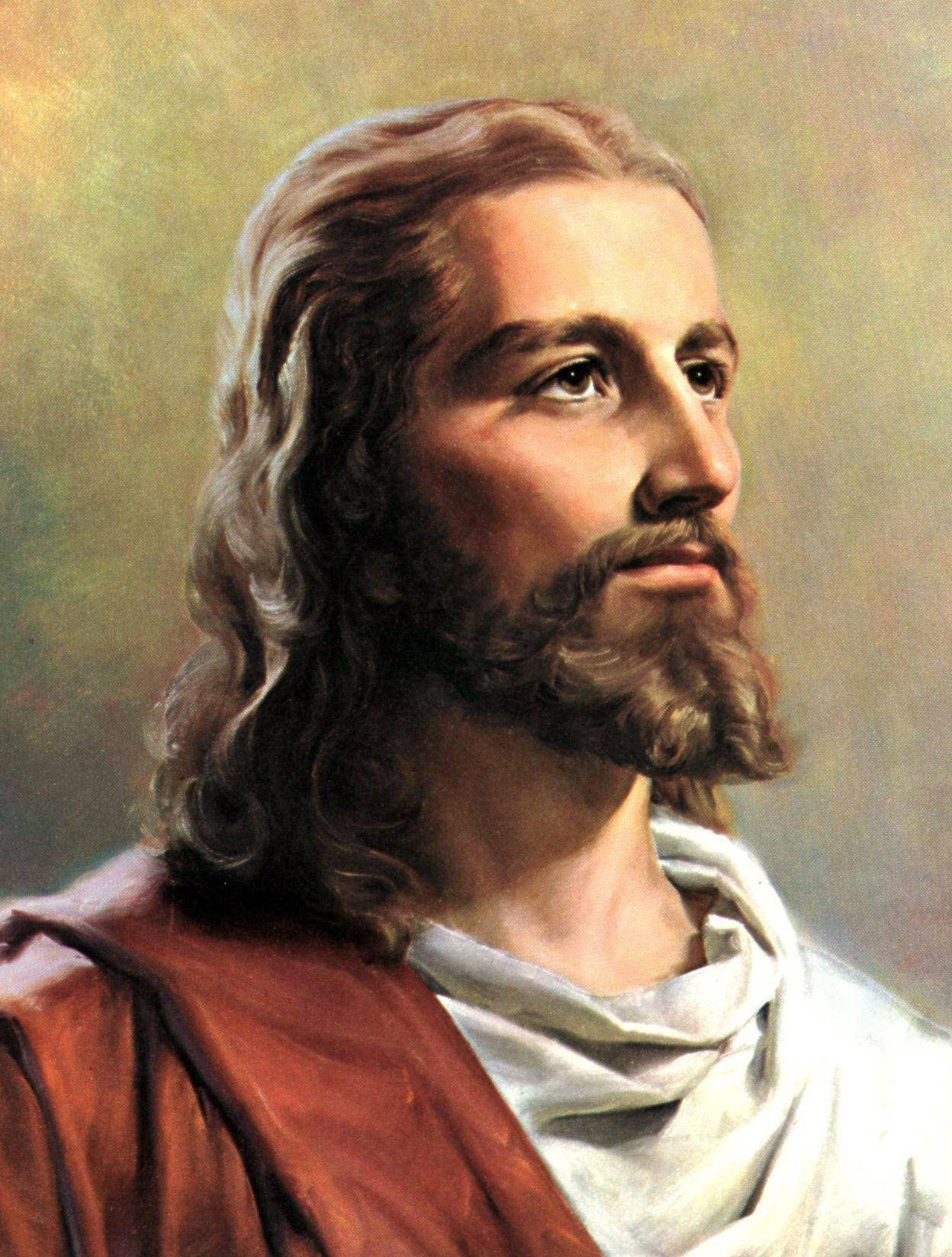 Jesus Christ, oil painting, long wavy hair, HD Phone Wallpaper