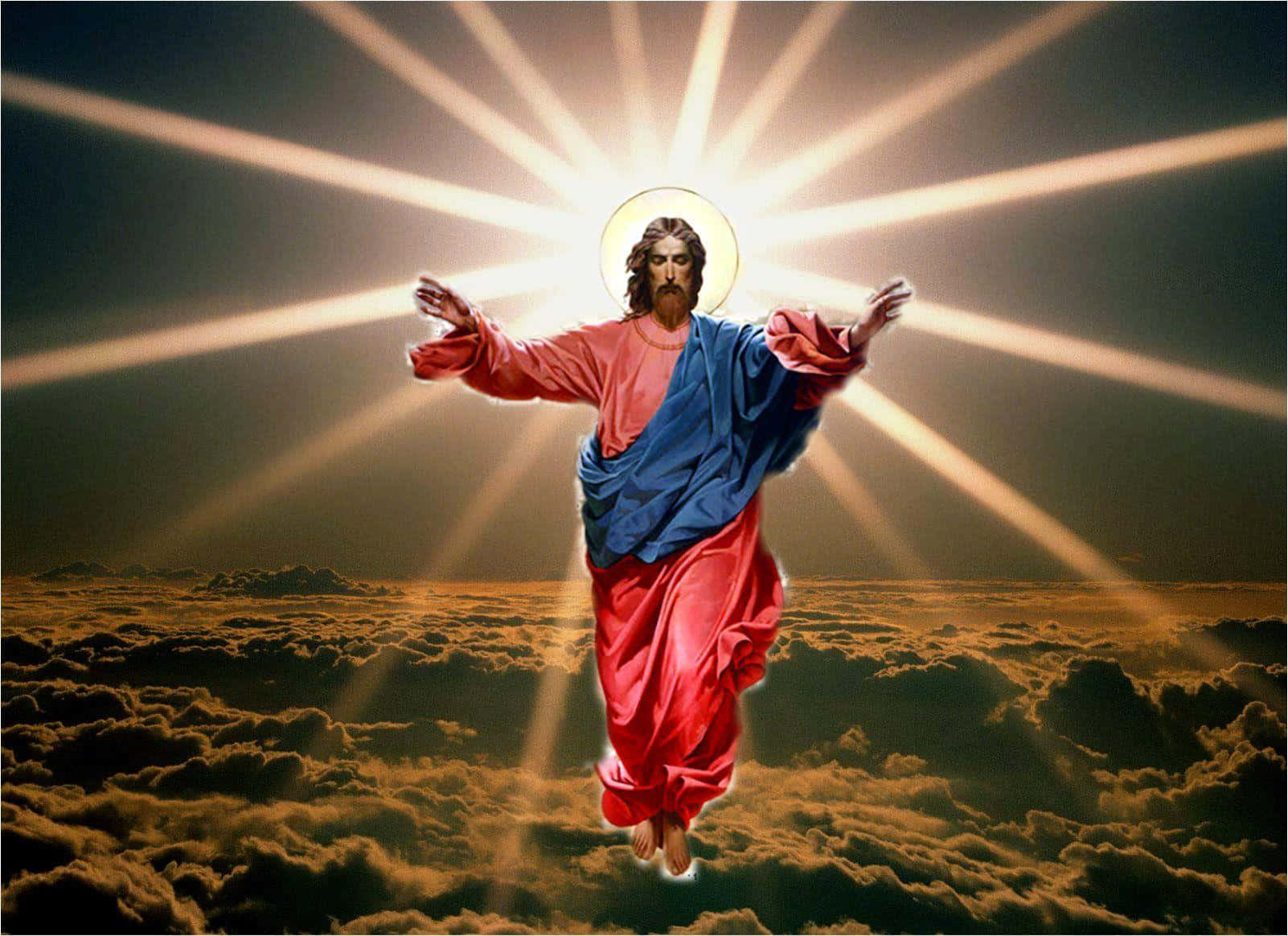 Jesus Christ, heaven, golden clouds, HD Desktop Wallpaper