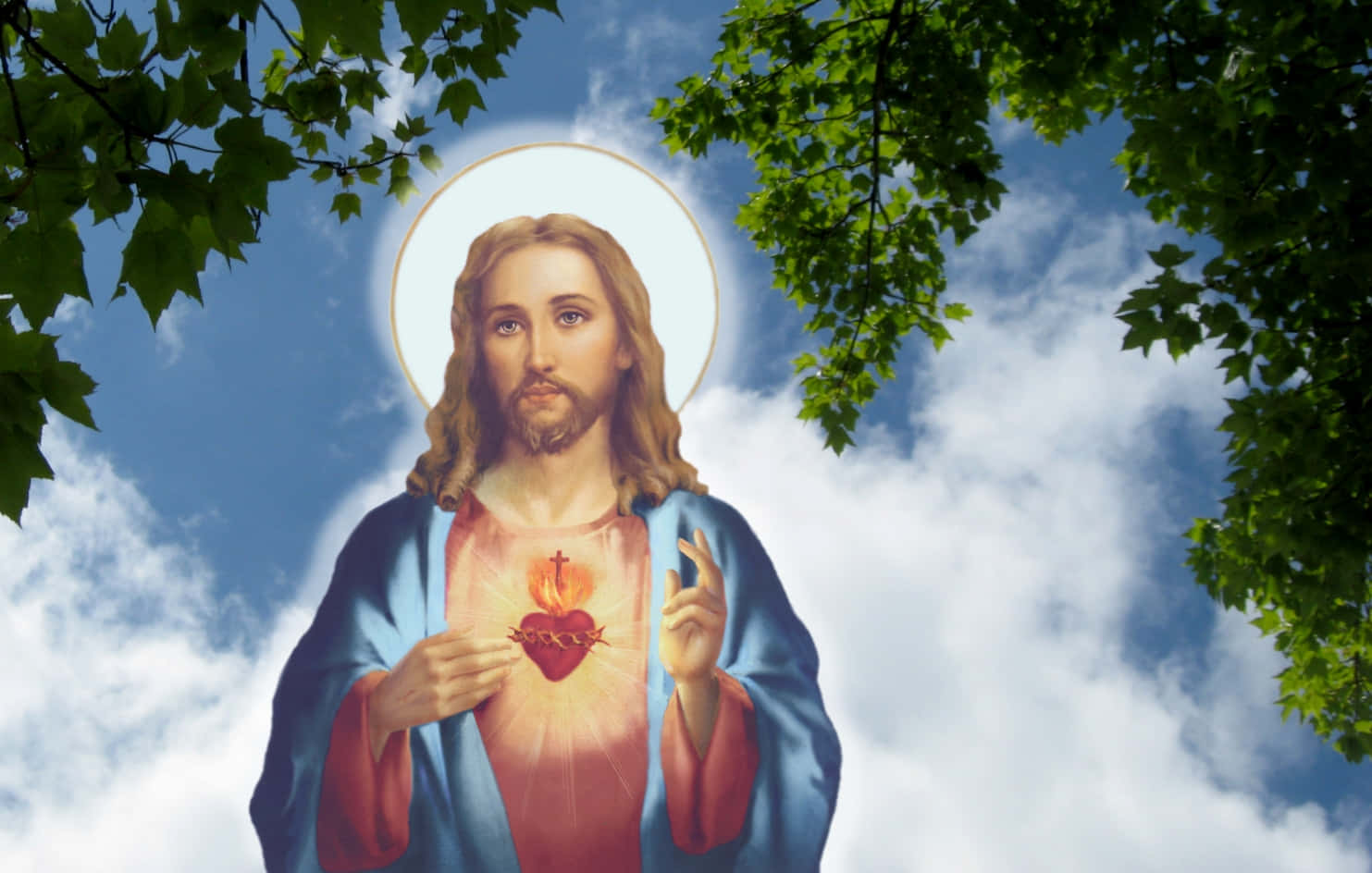 Jesus Christ, radiant halo, sacred heart, HD Desktop Wallpaper