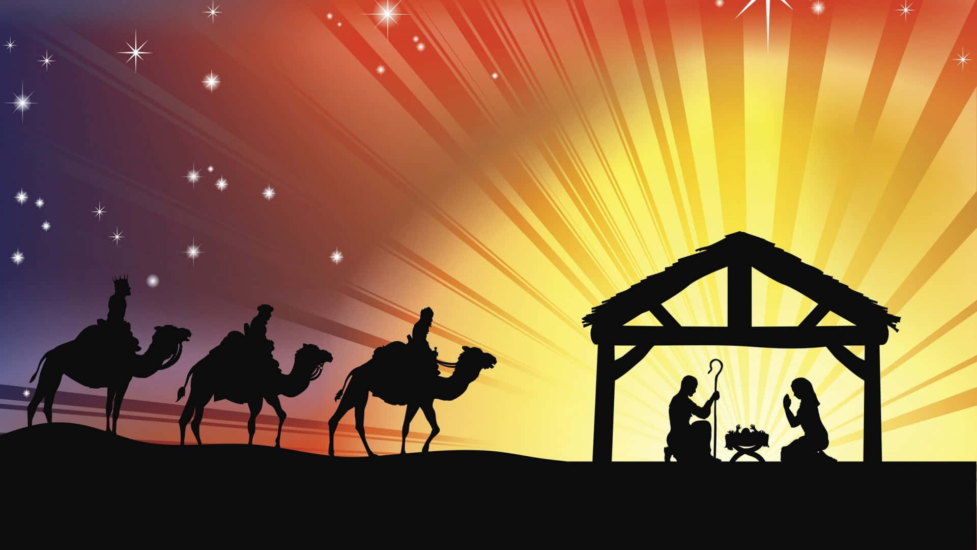 Jesus Christmas, nativity scene, three wise men, Full HD Desktop Wallpaper