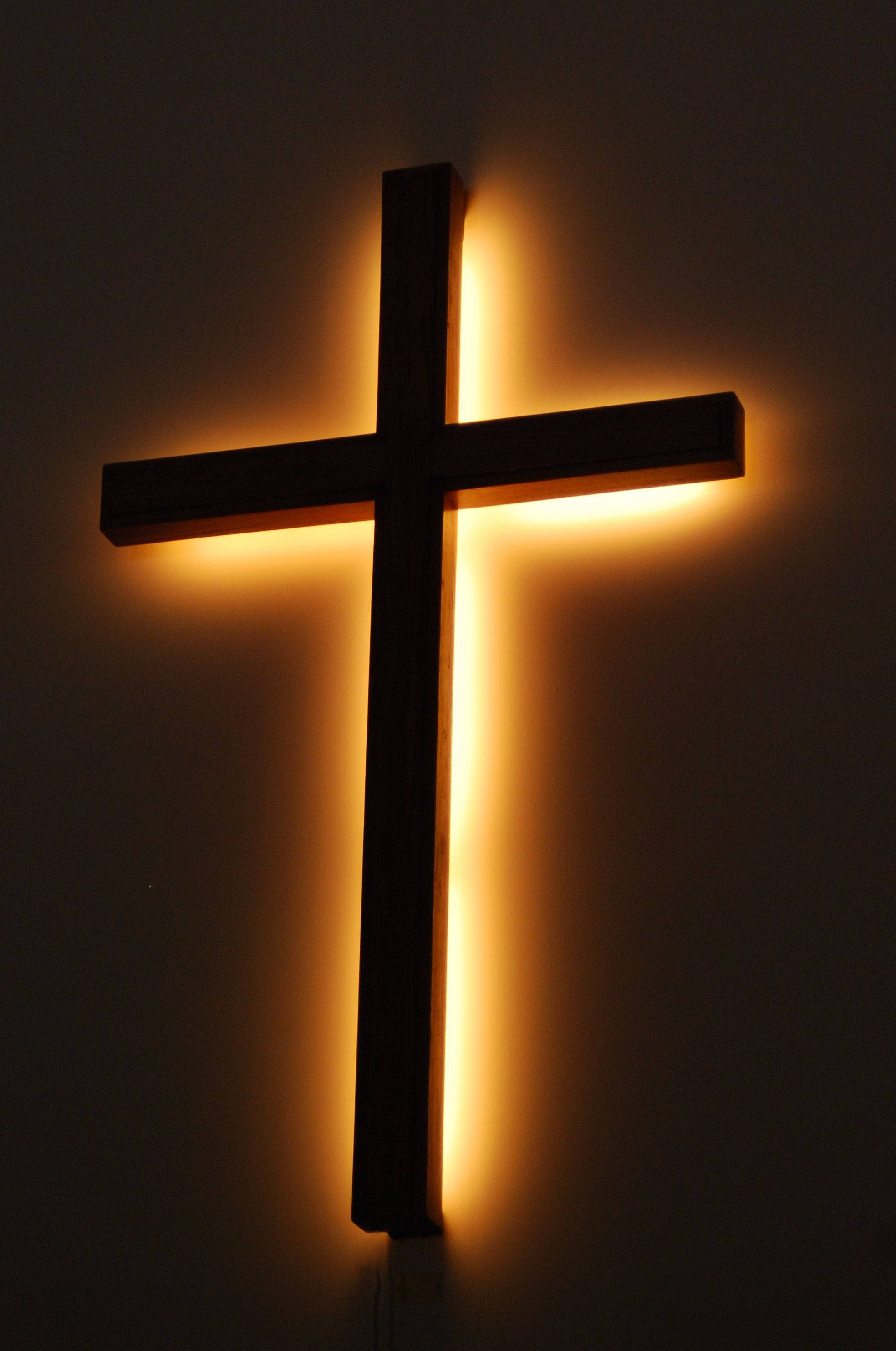 Jesus Cross, backlights, wooden cross, 2K Phone Wallpaper