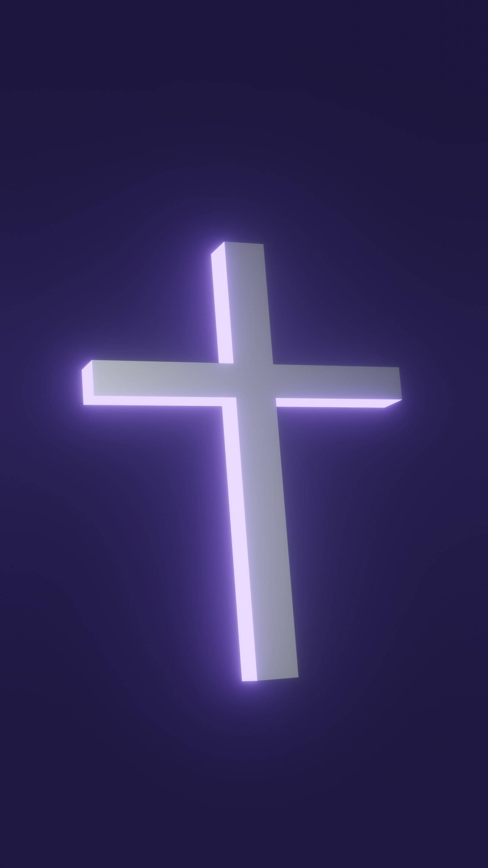 Jesus Cross, 3D Render, glowing white cross, 2K Phone Wallpaper