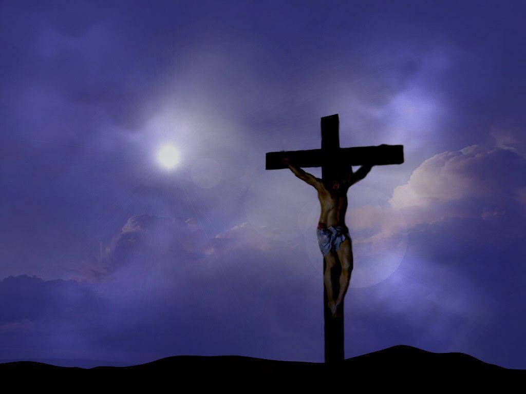 Jesus, cross, moonlit sky, SD Desktop Wallpaper