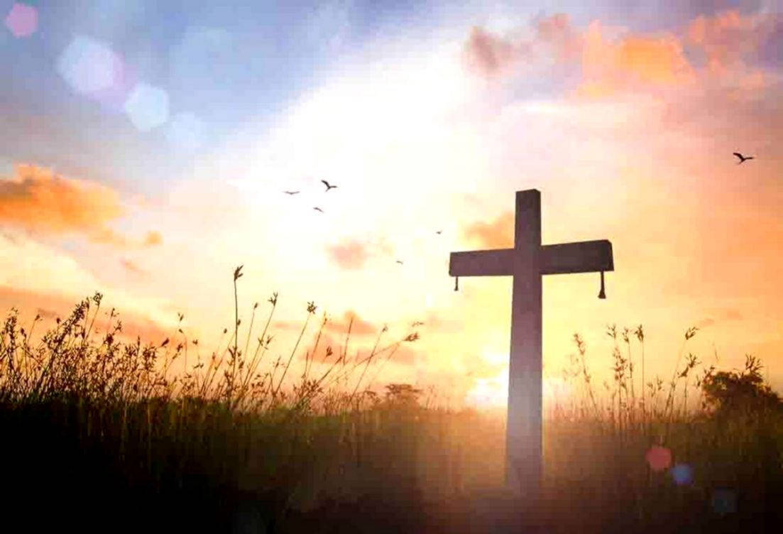Jesus Cross, meadows, sunset, SD Desktop Wallpaper