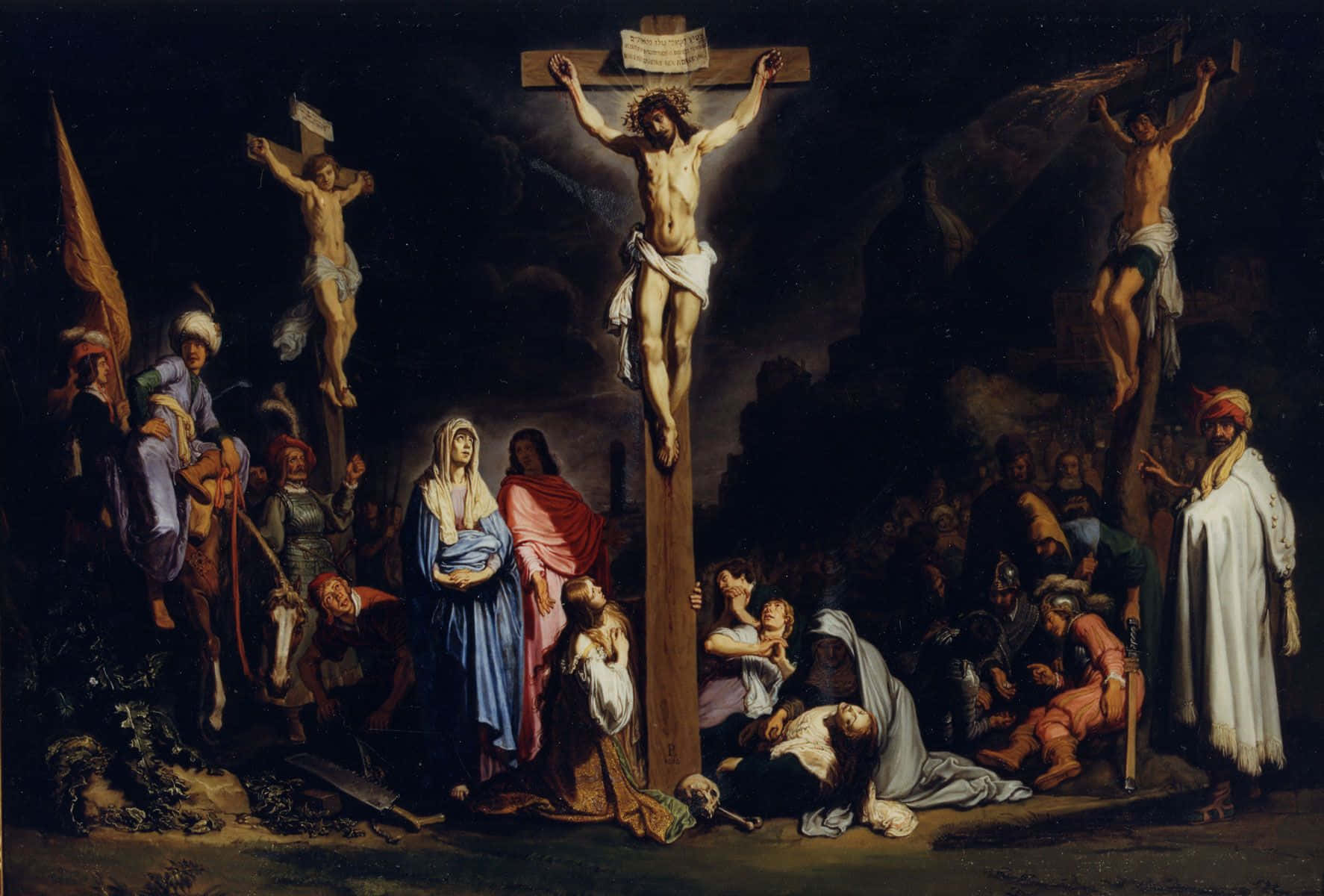 Jesus Crucifixion, cross, two thieves, HD Desktop Wallpaper